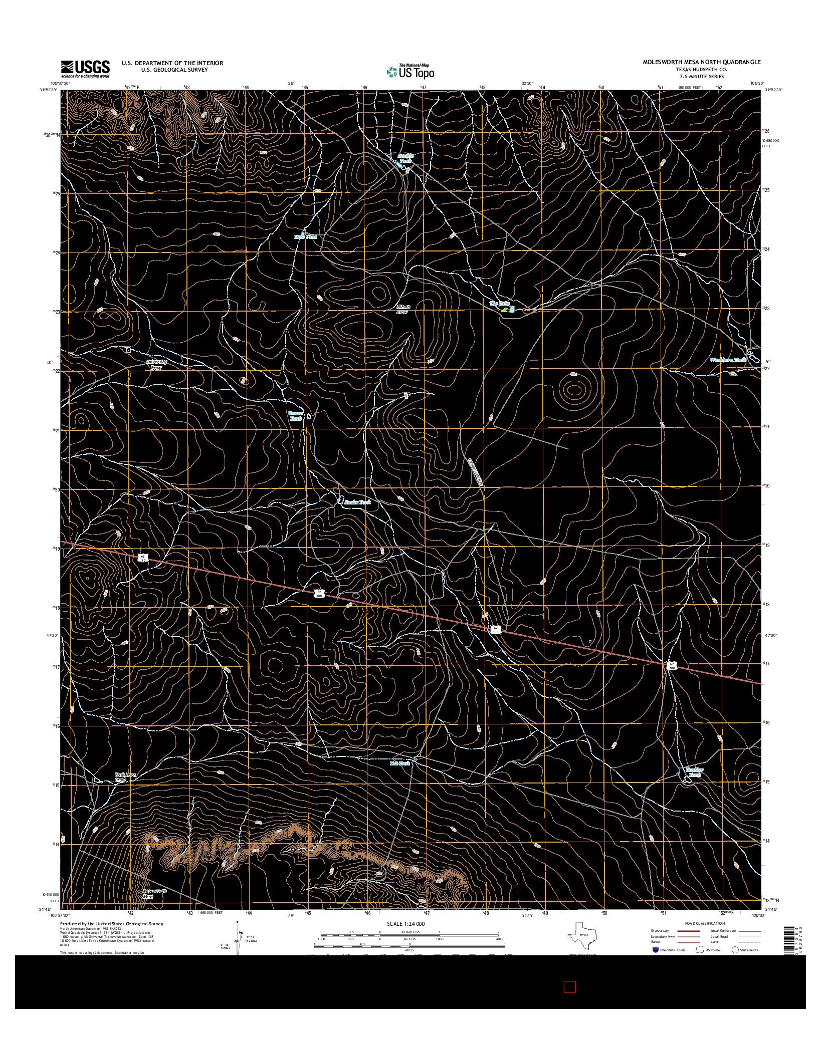 USGS US TOPO 7.5-MINUTE MAP FOR MOLESWORTH MESA NORTH, TX 2016