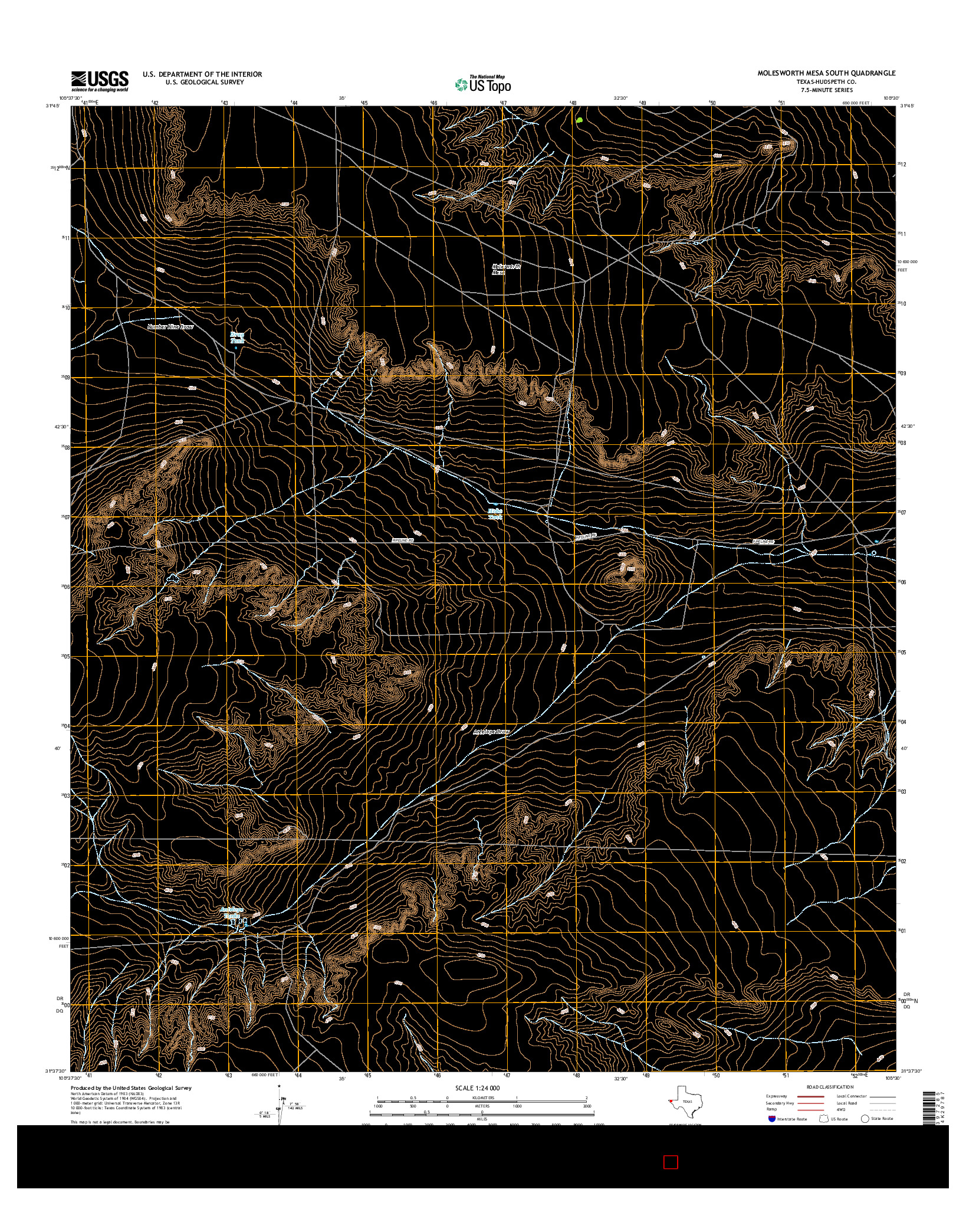 USGS US TOPO 7.5-MINUTE MAP FOR MOLESWORTH MESA SOUTH, TX 2016