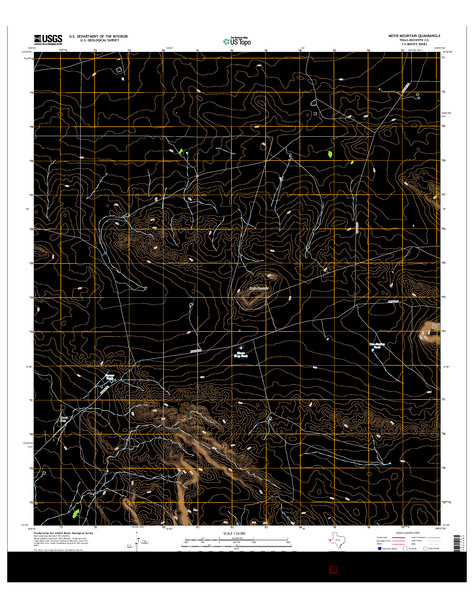 USGS US TOPO 7.5-MINUTE MAP FOR MOVIE MOUNTAIN, TX 2016