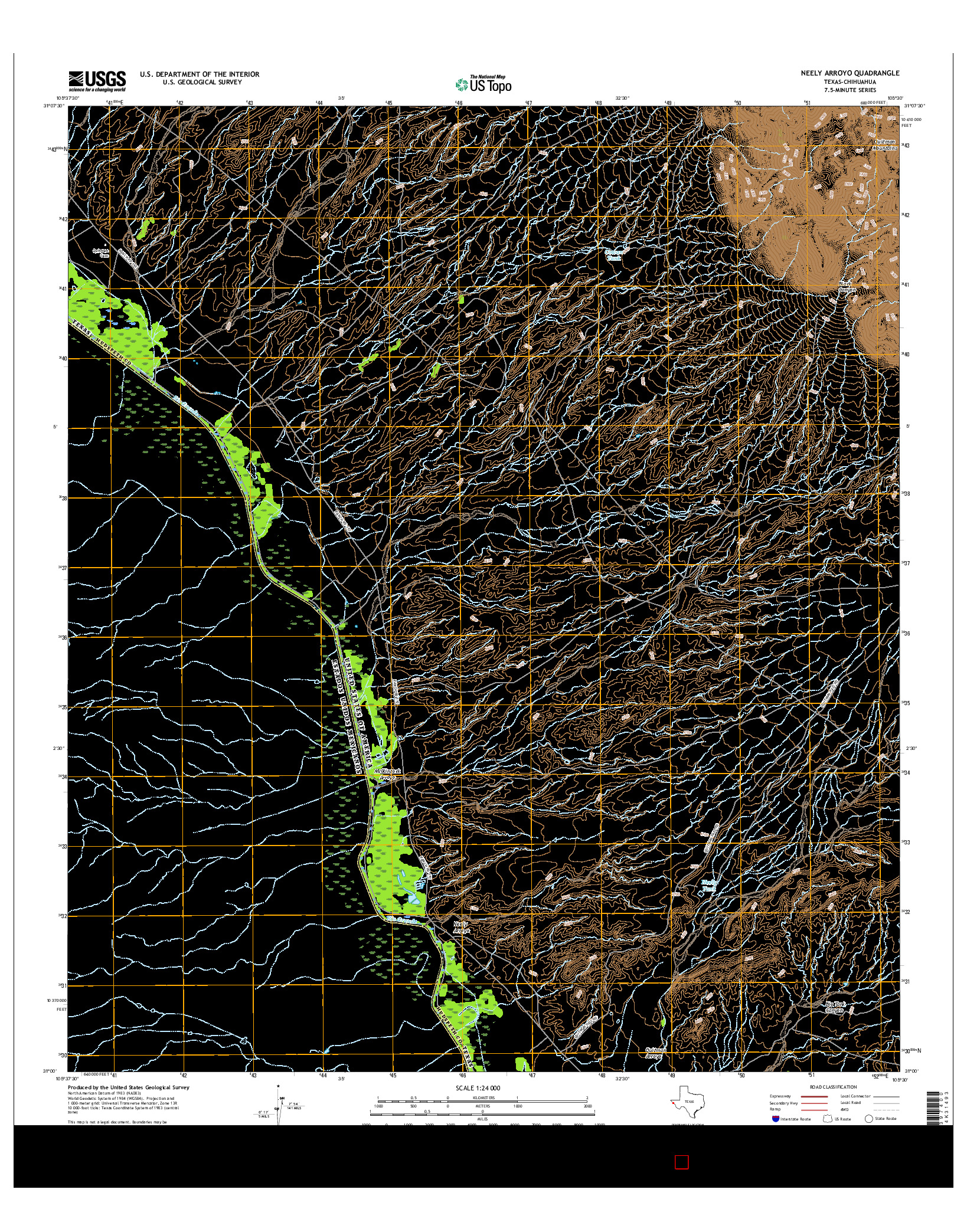 USGS US TOPO 7.5-MINUTE MAP FOR NEELY ARROYO, TX-CHH 2016