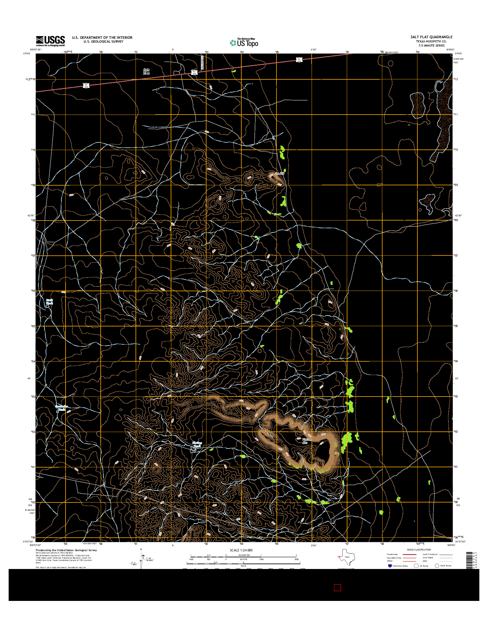USGS US TOPO 7.5-MINUTE MAP FOR SALT FLAT, TX 2016