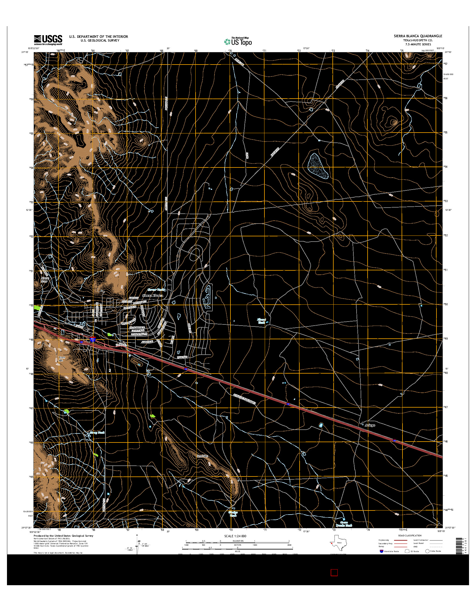 USGS US TOPO 7.5-MINUTE MAP FOR SIERRA BLANCA, TX 2016