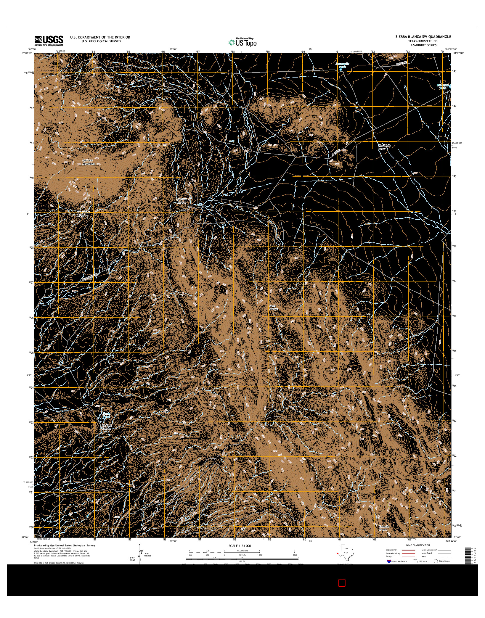 USGS US TOPO 7.5-MINUTE MAP FOR SIERRA BLANCA SW, TX 2016