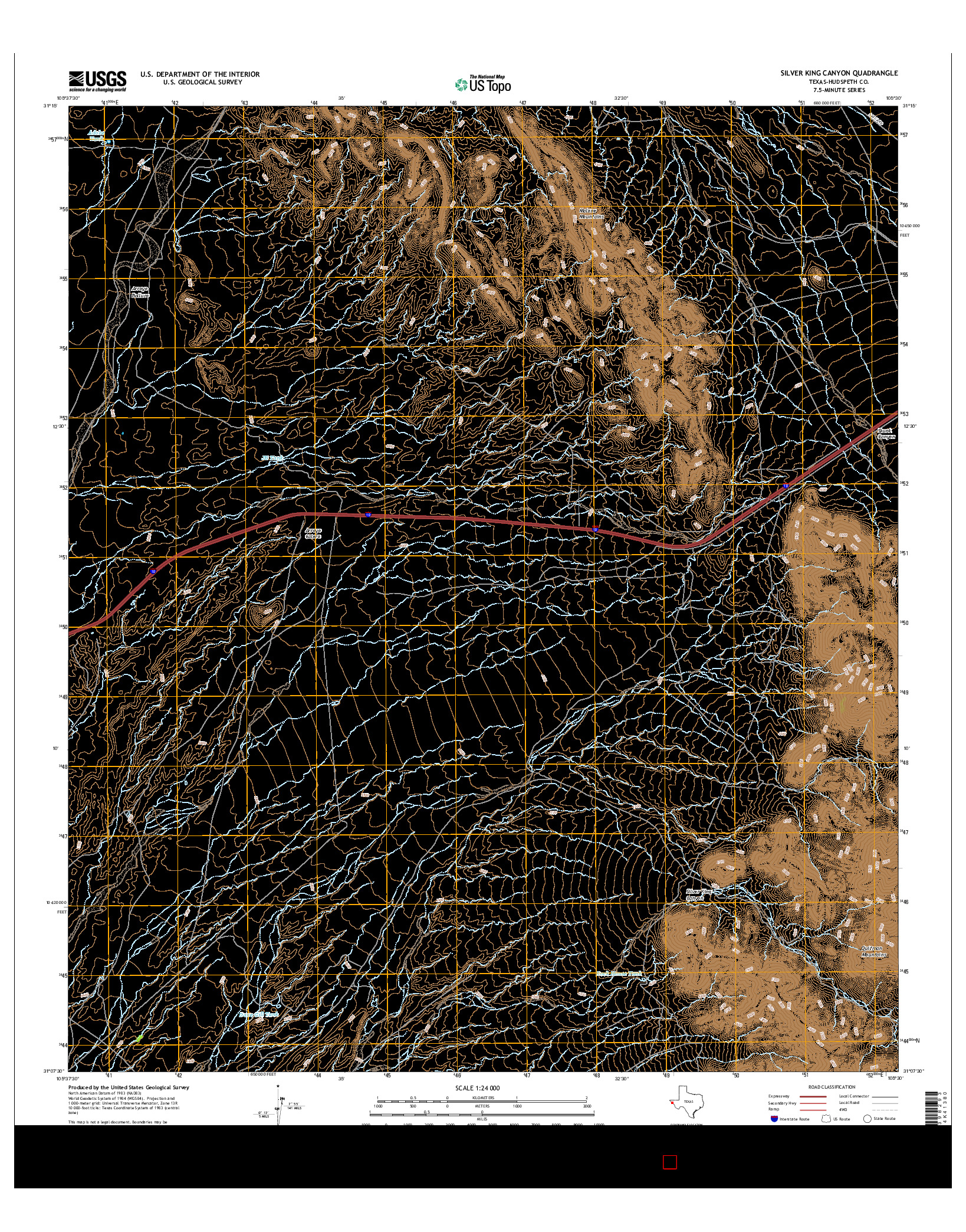 USGS US TOPO 7.5-MINUTE MAP FOR SILVER KING CANYON, TX 2016