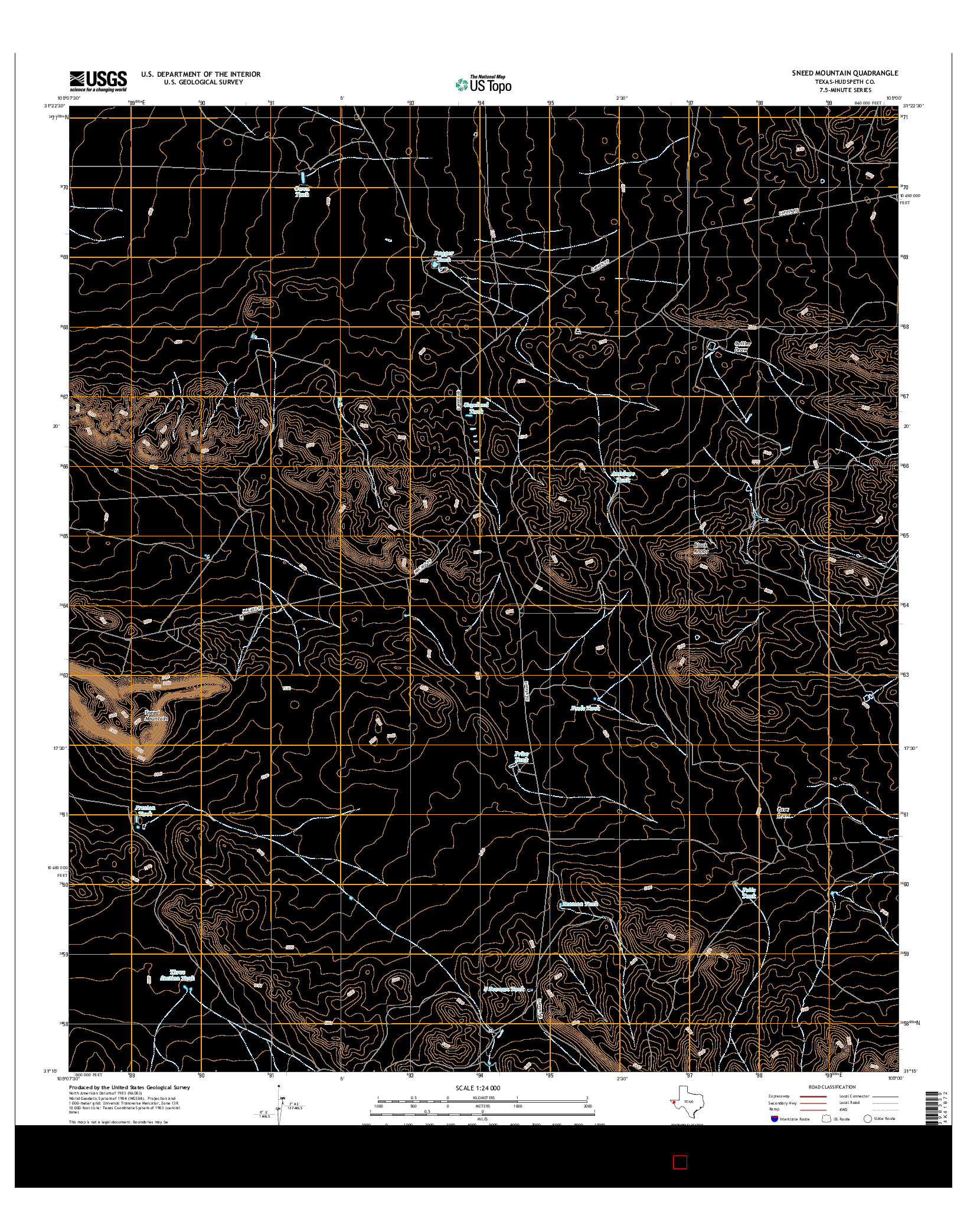 USGS US TOPO 7.5-MINUTE MAP FOR SNEED MOUNTAIN, TX 2016