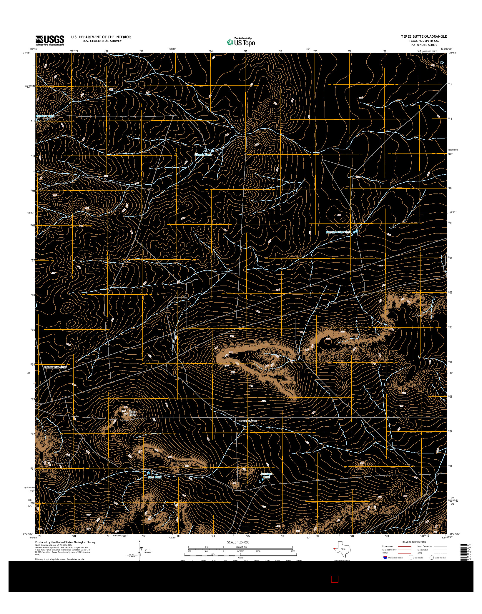 USGS US TOPO 7.5-MINUTE MAP FOR TEPEE BUTTE, TX 2016