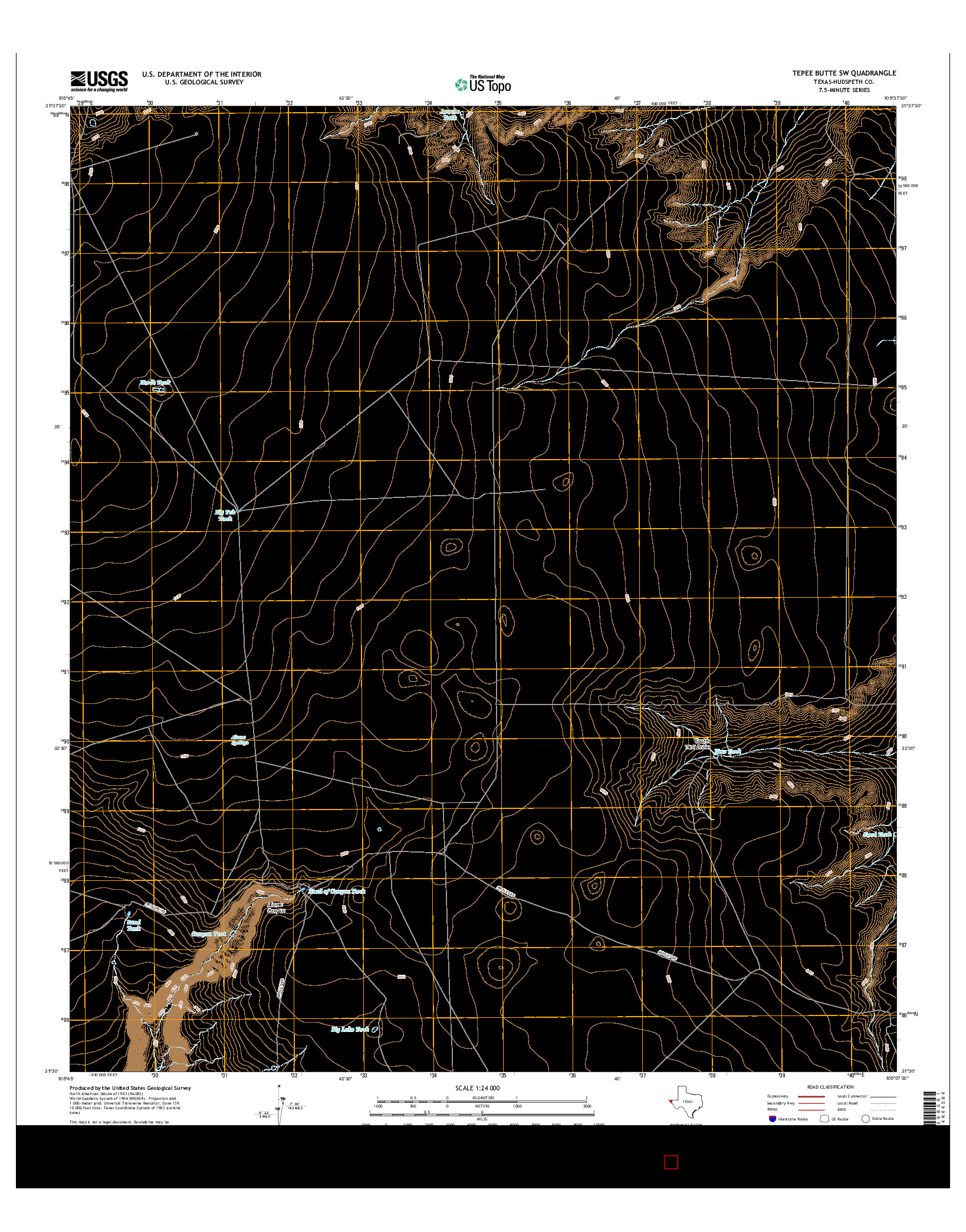 USGS US TOPO 7.5-MINUTE MAP FOR TEPEE BUTTE SW, TX 2016