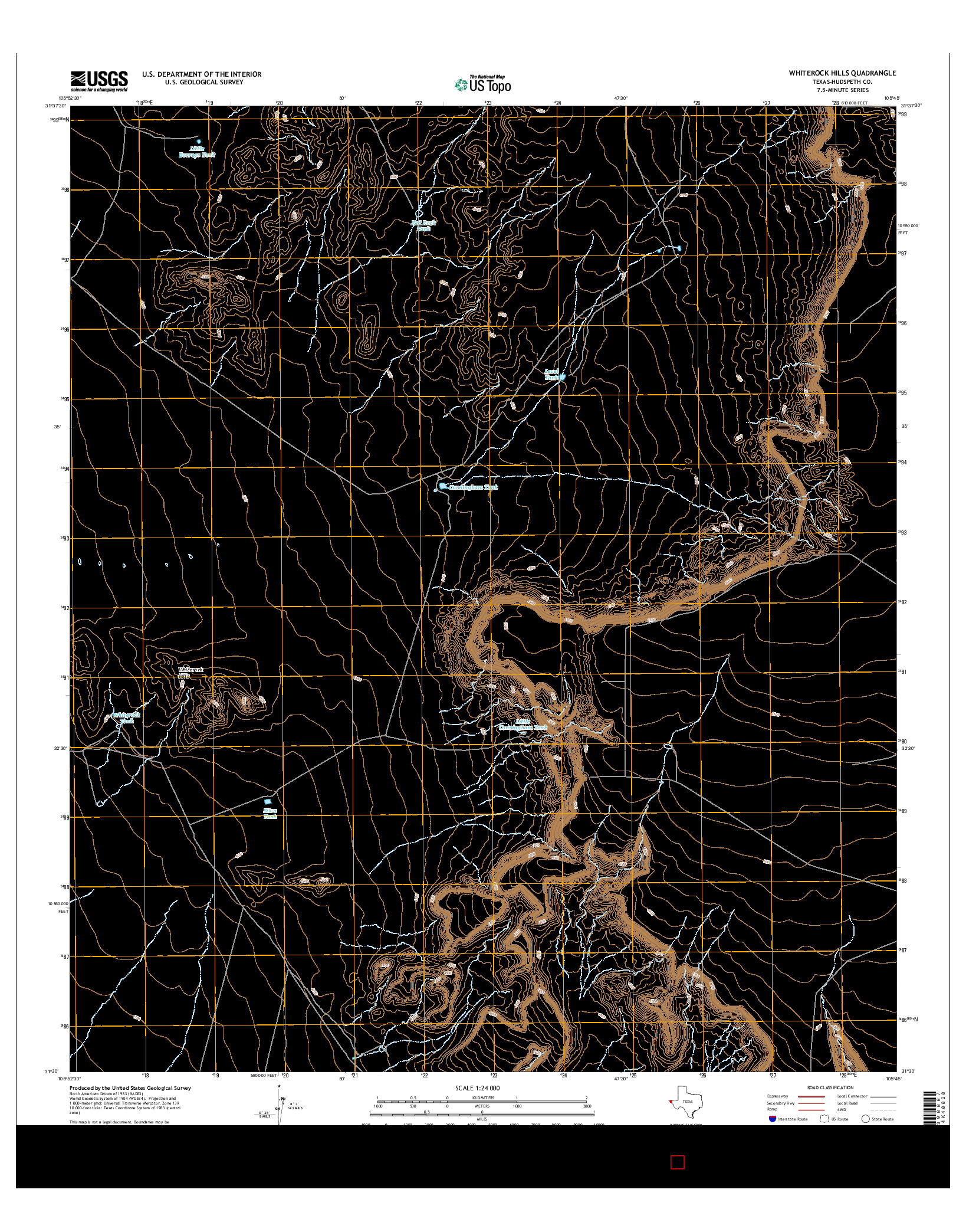 USGS US TOPO 7.5-MINUTE MAP FOR WHITEROCK HILLS, TX 2016