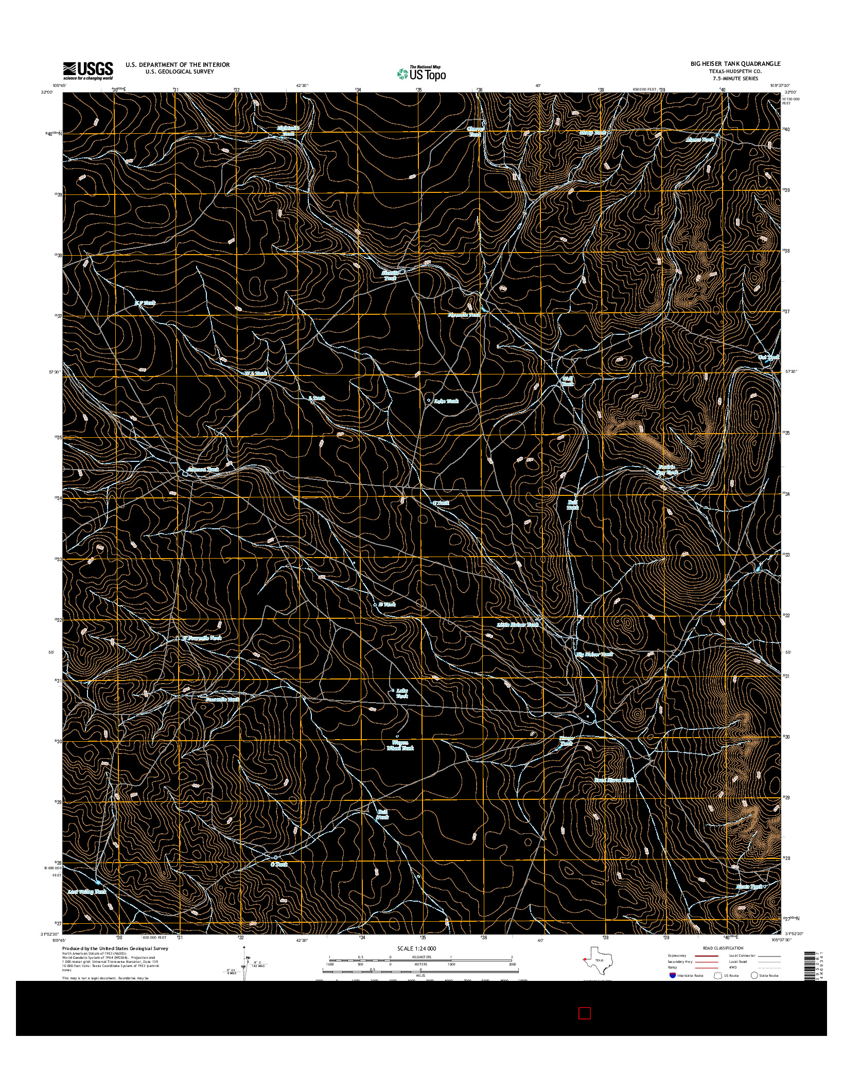 USGS US TOPO 7.5-MINUTE MAP FOR BIG HEISER TANK, TX 2016