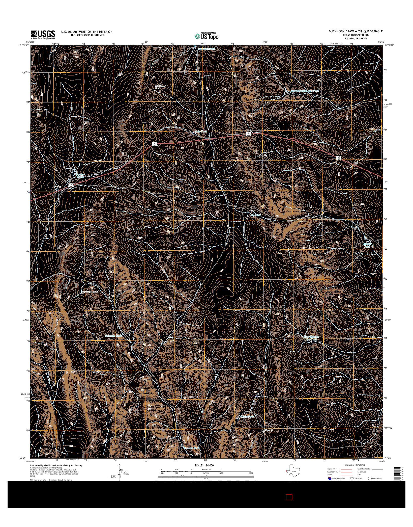 USGS US TOPO 7.5-MINUTE MAP FOR BUCKHORN DRAW WEST, TX 2016