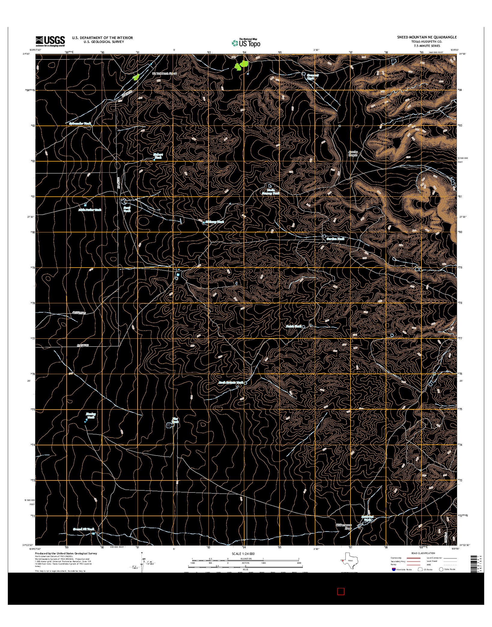 USGS US TOPO 7.5-MINUTE MAP FOR SNEED MOUNTAIN NE, TX 2016