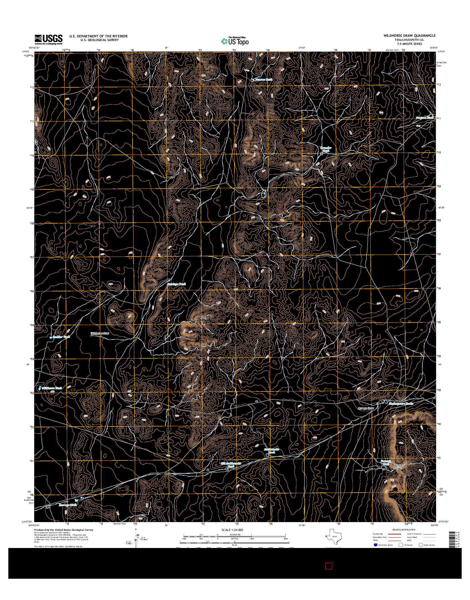 USGS US TOPO 7.5-MINUTE MAP FOR WILDHORSE DRAW, TX 2016