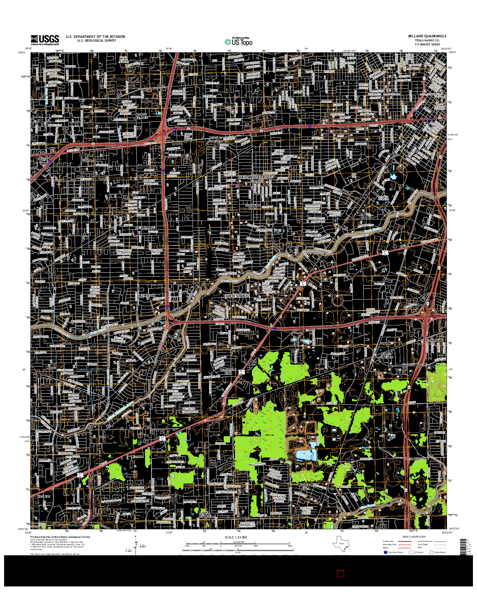 USGS US TOPO 7.5-MINUTE MAP FOR BELLAIRE, TX 2016