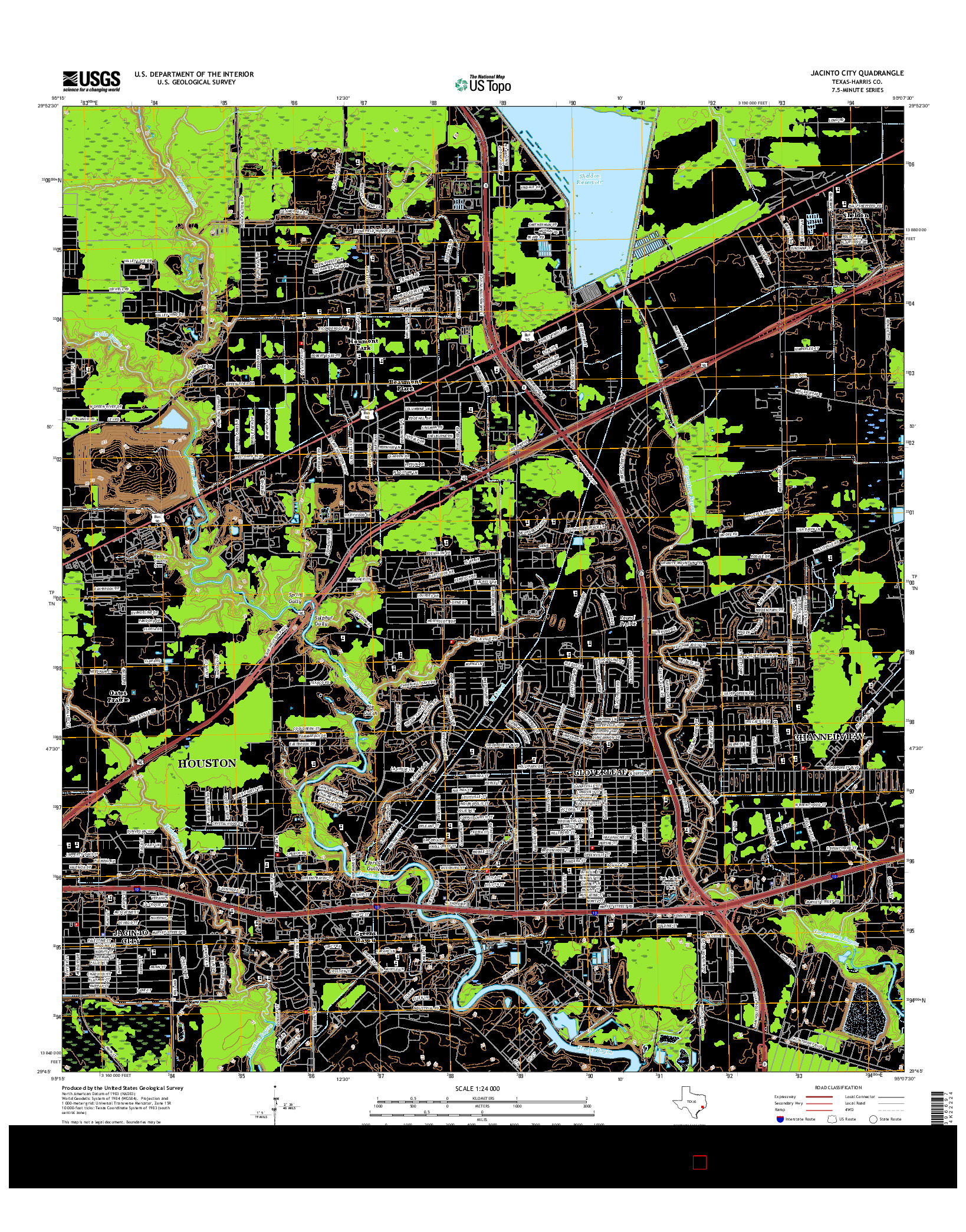 USGS US TOPO 7.5-MINUTE MAP FOR JACINTO CITY, TX 2016