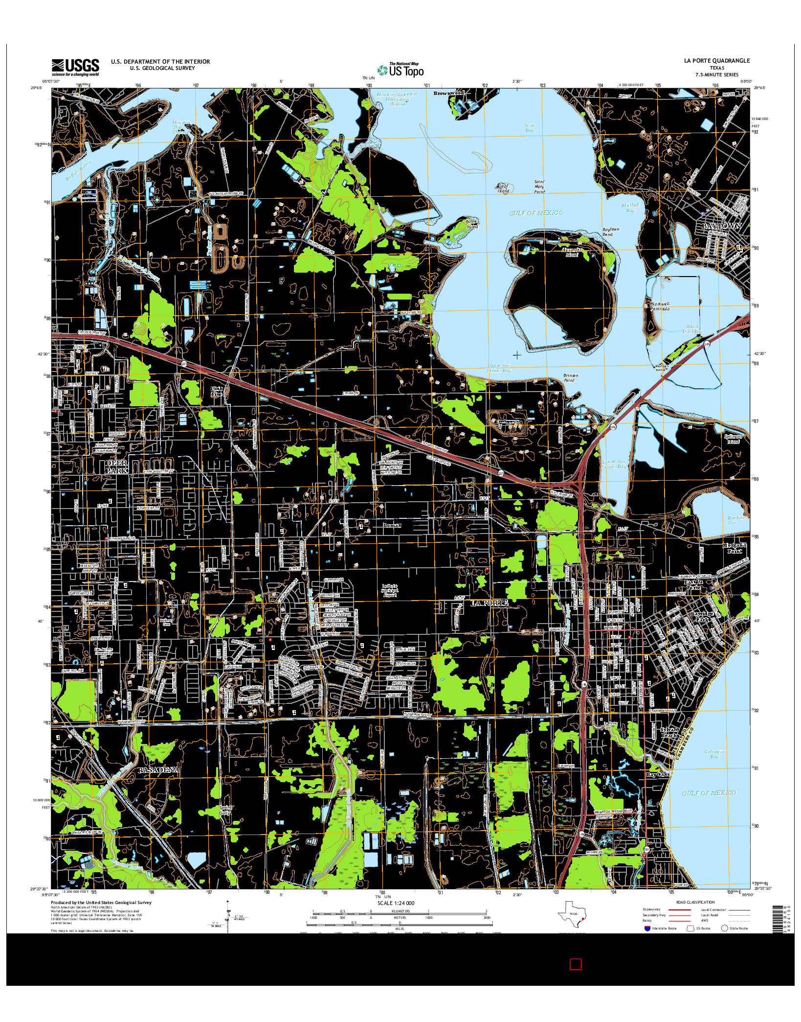 USGS US TOPO 7.5-MINUTE MAP FOR LA PORTE, TX 2016