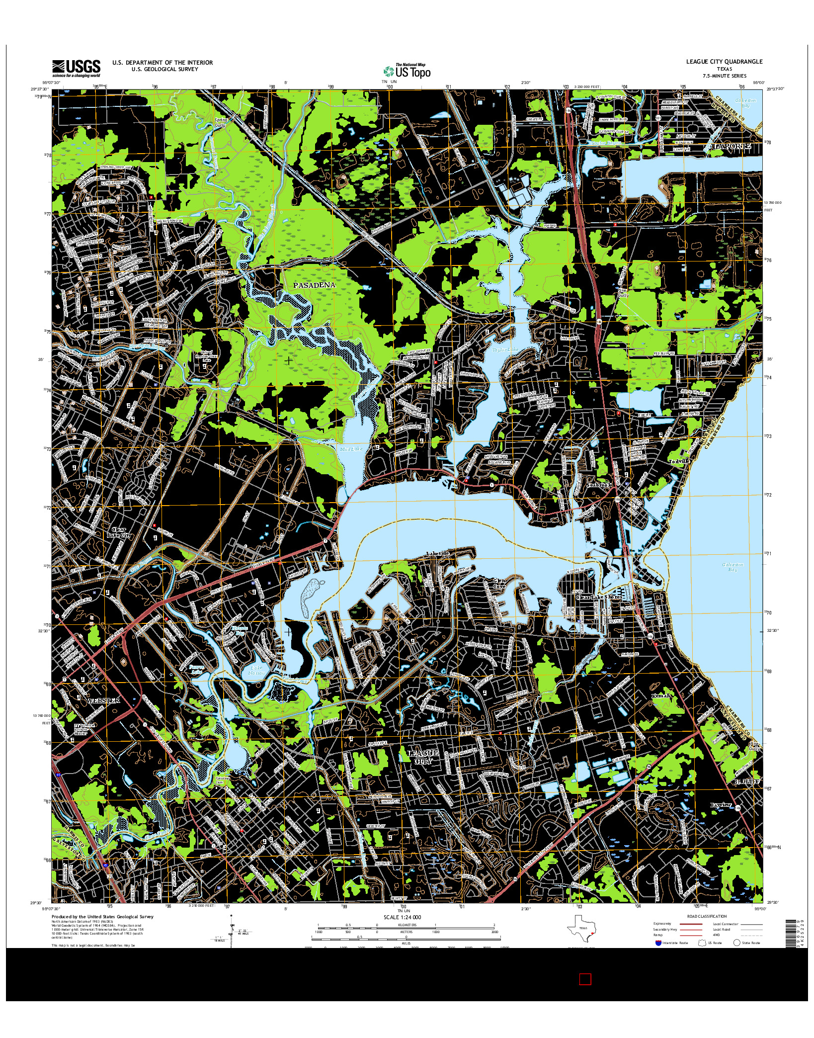 USGS US TOPO 7.5-MINUTE MAP FOR LEAGUE CITY, TX 2016