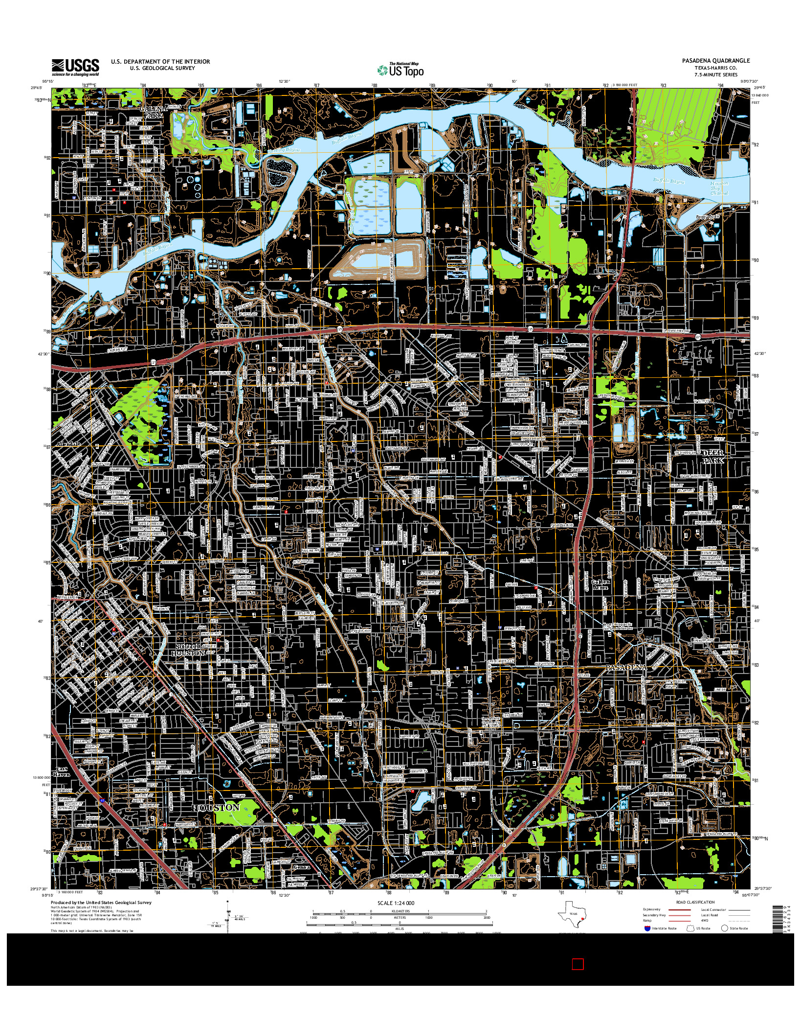 USGS US TOPO 7.5-MINUTE MAP FOR PASADENA, TX 2016