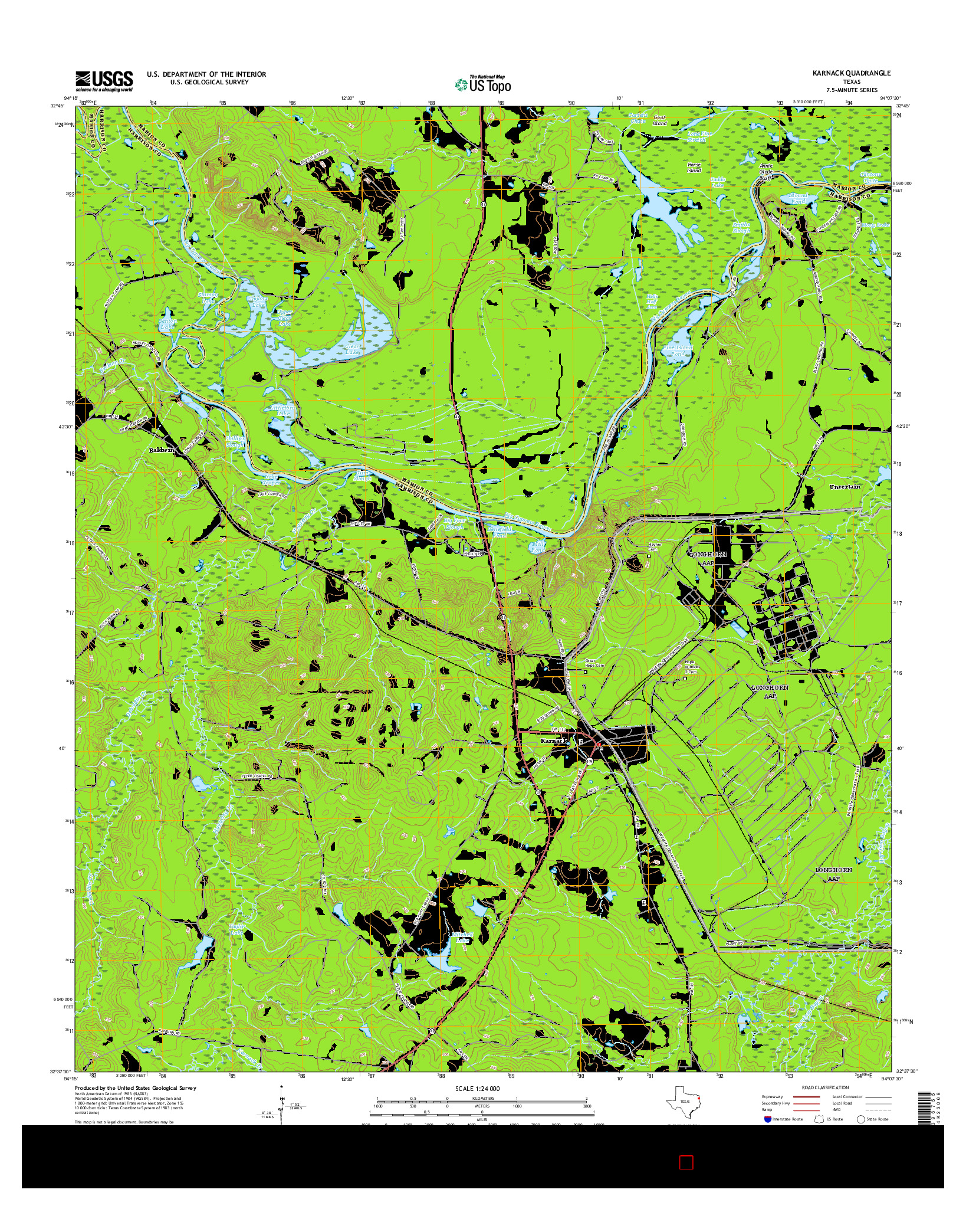 USGS US TOPO 7.5-MINUTE MAP FOR KARNACK, TX 2016