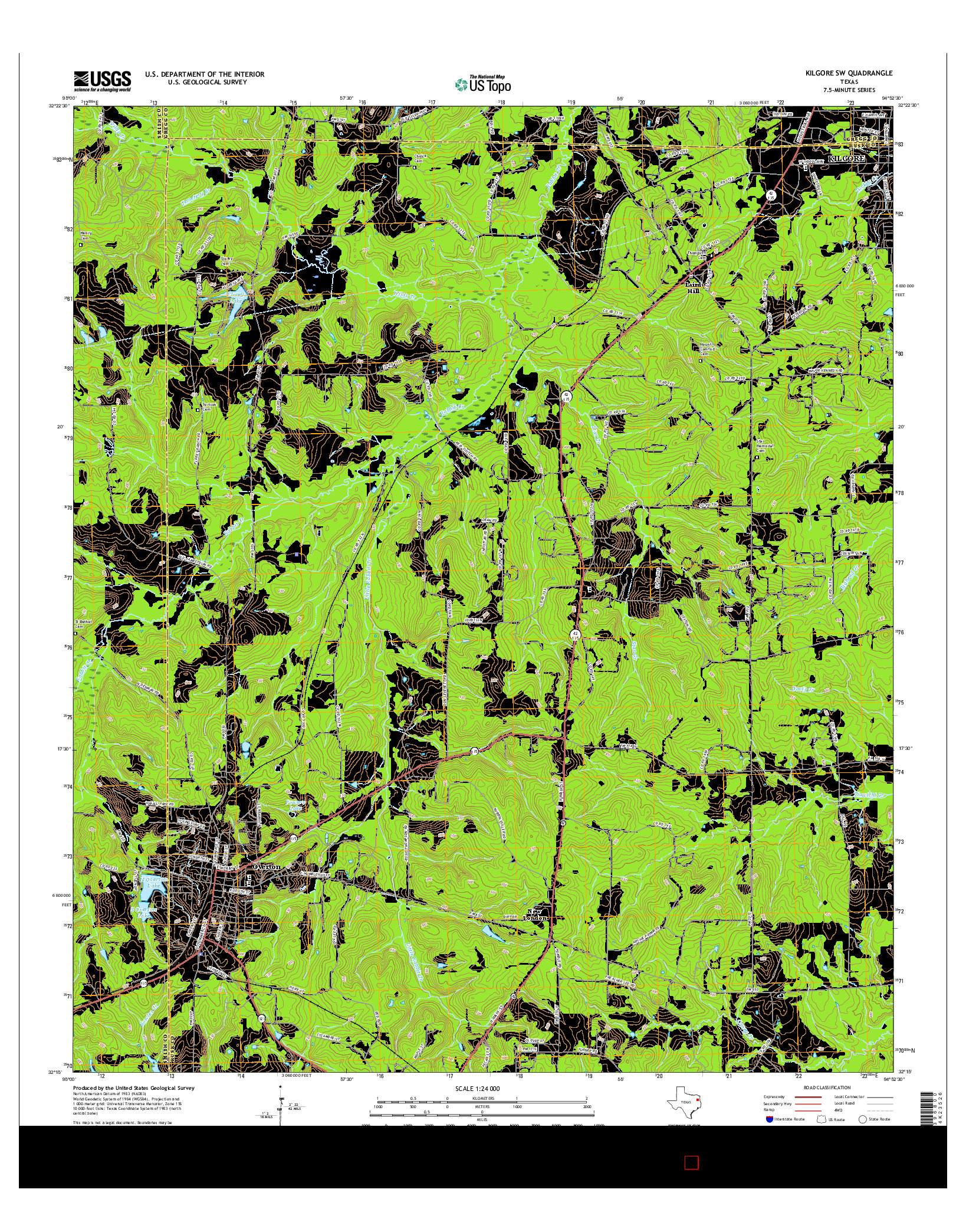 USGS US TOPO 7.5-MINUTE MAP FOR KILGORE SW, TX 2016