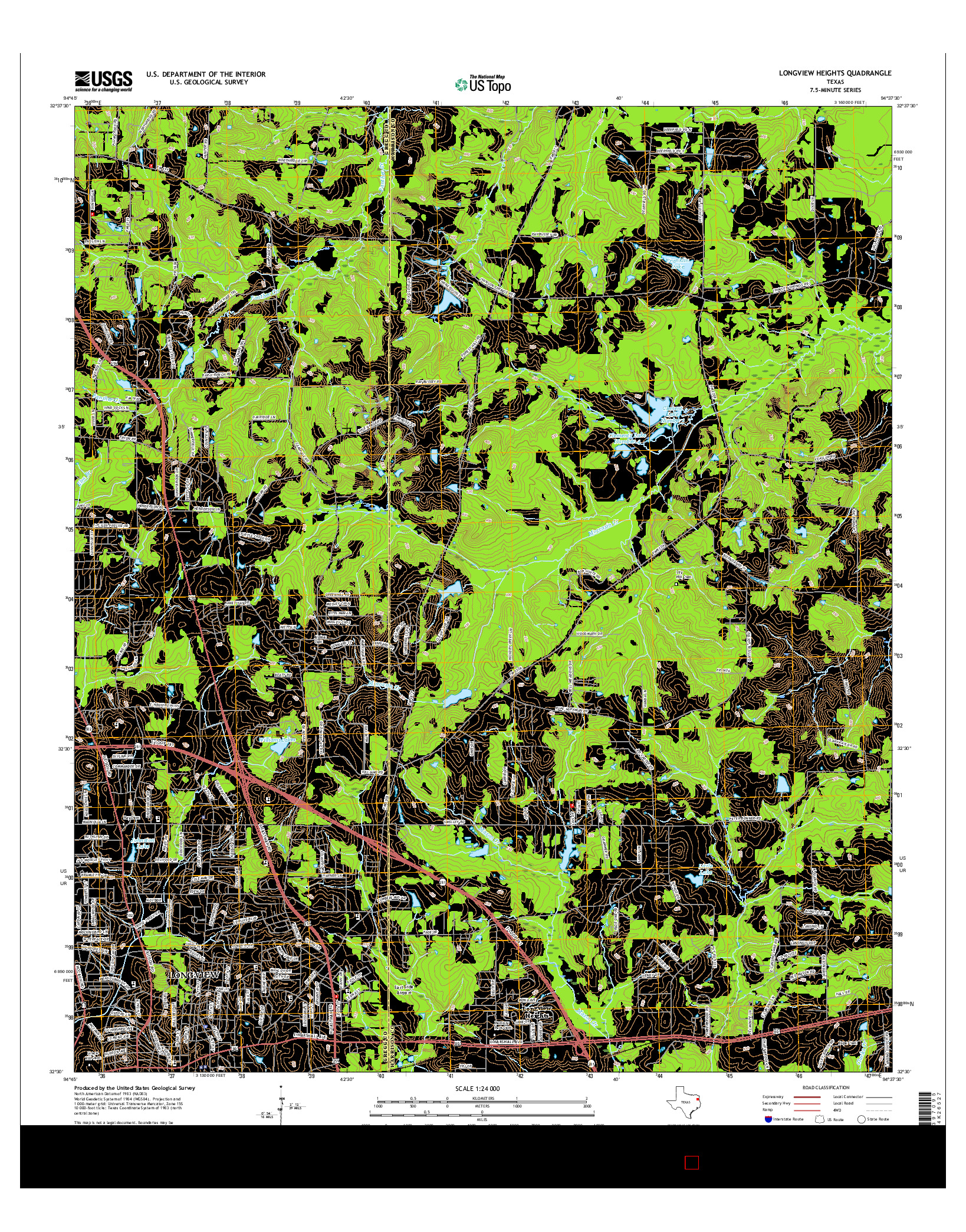 USGS US TOPO 7.5-MINUTE MAP FOR LONGVIEW HEIGHTS, TX 2016