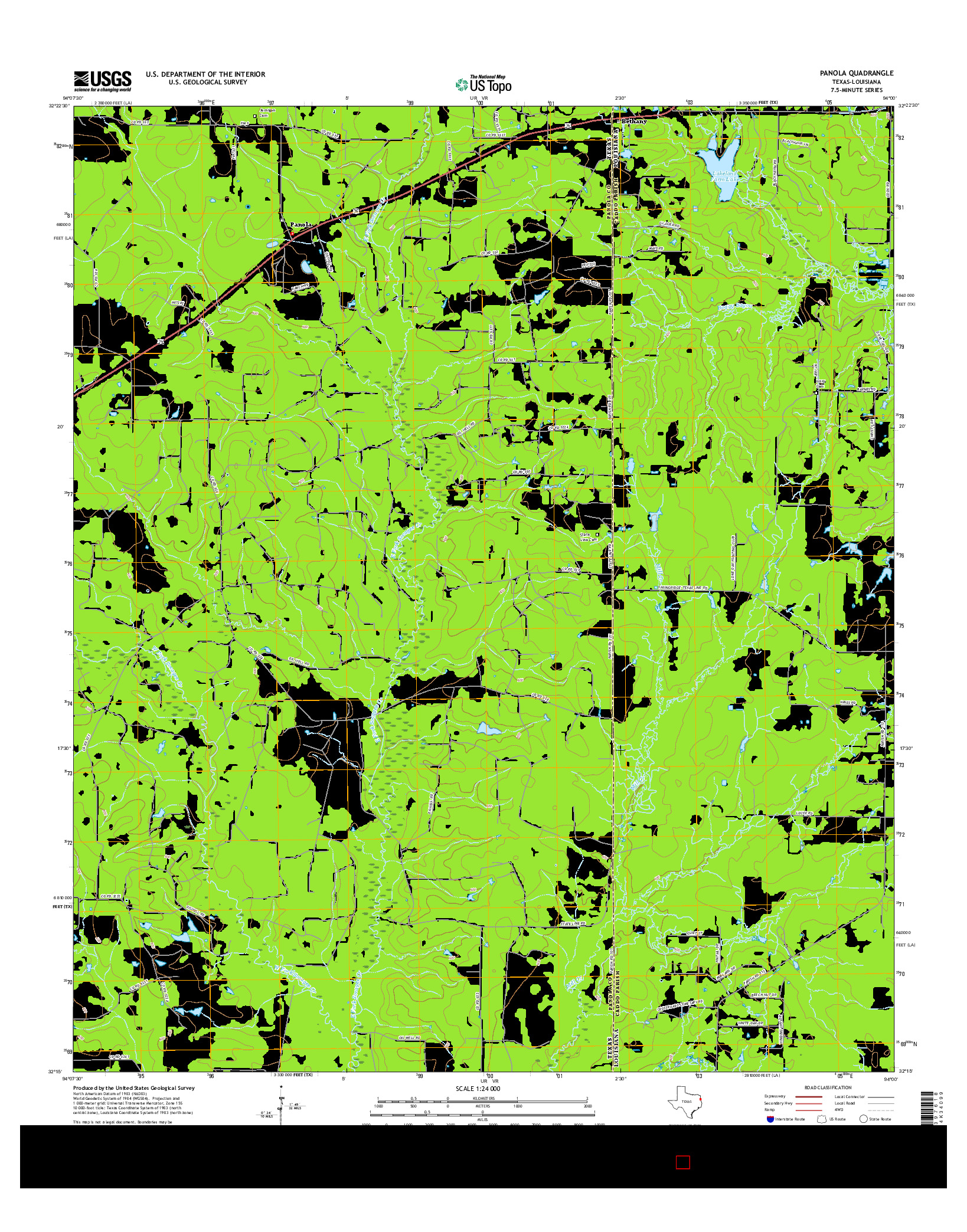 USGS US TOPO 7.5-MINUTE MAP FOR PANOLA, TX-LA 2016