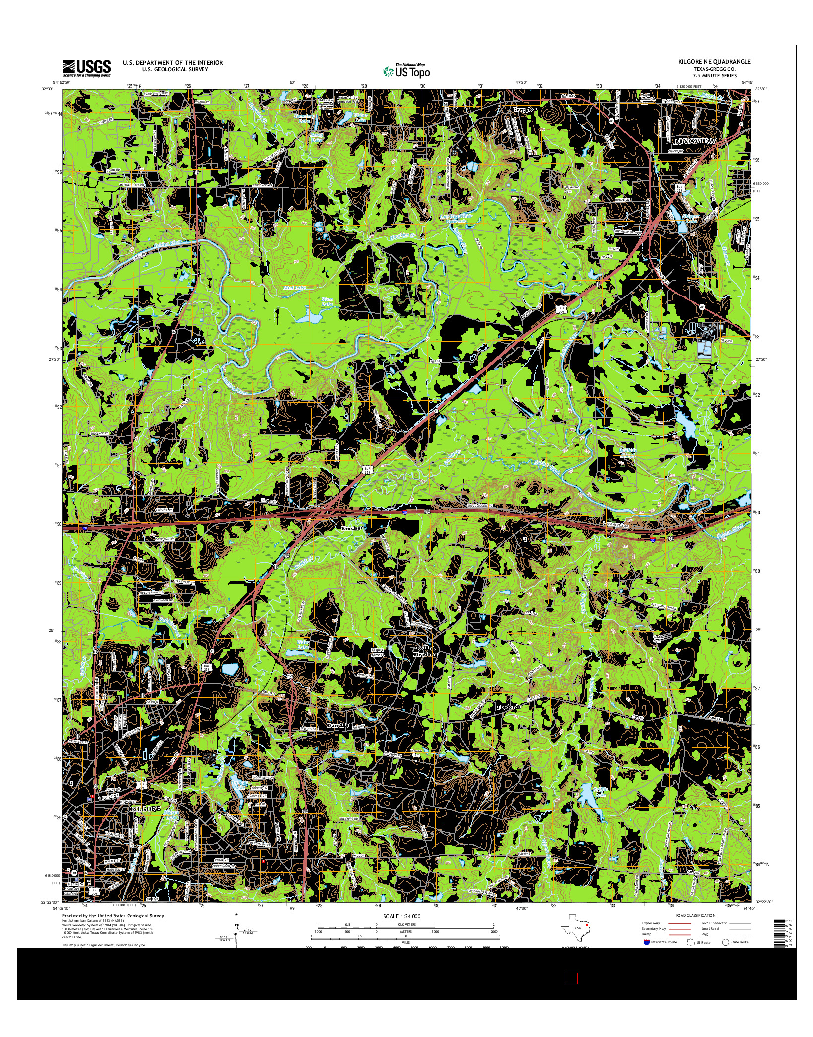 USGS US TOPO 7.5-MINUTE MAP FOR KILGORE NE, TX 2016