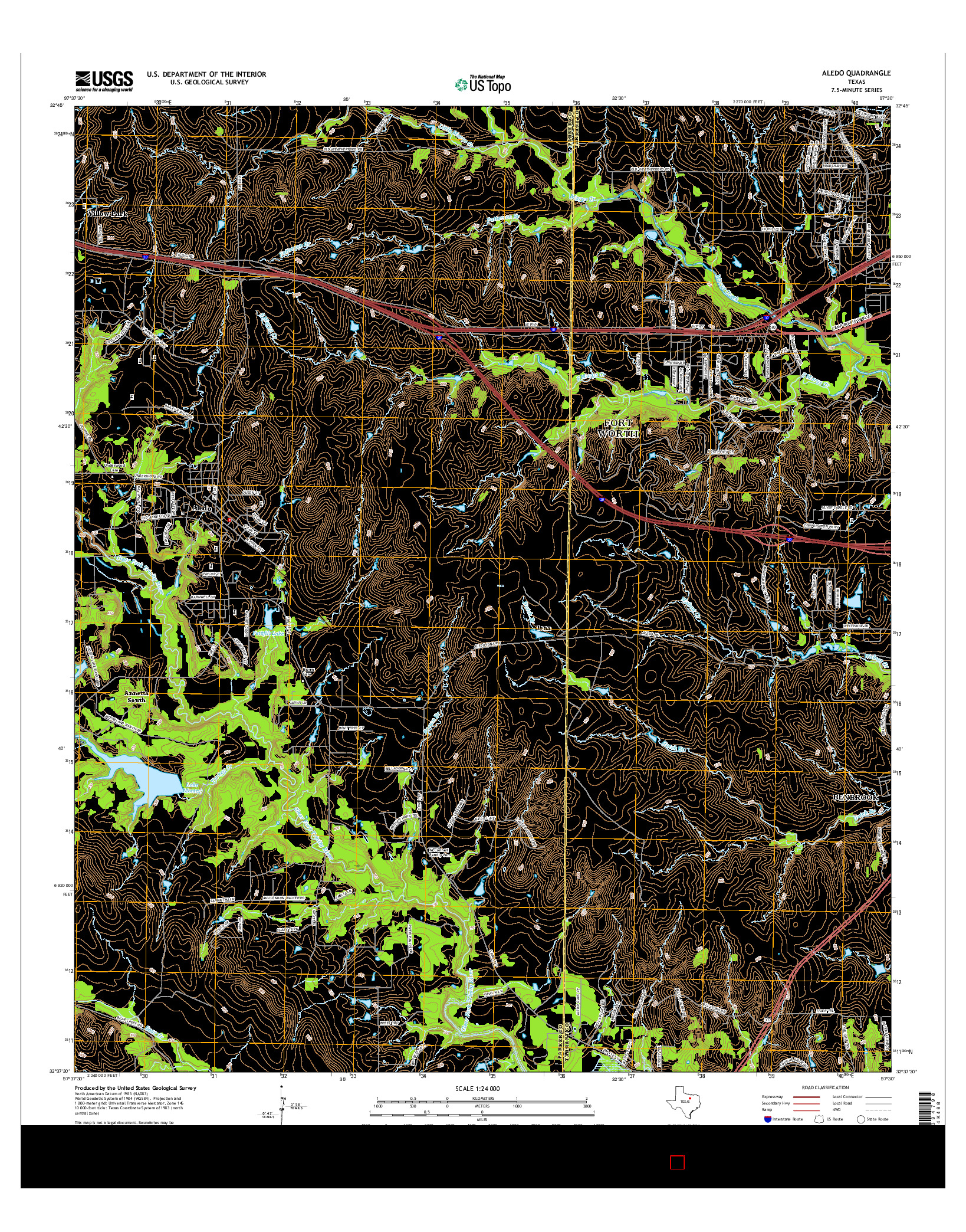 USGS US TOPO 7.5-MINUTE MAP FOR ALEDO, TX 2016