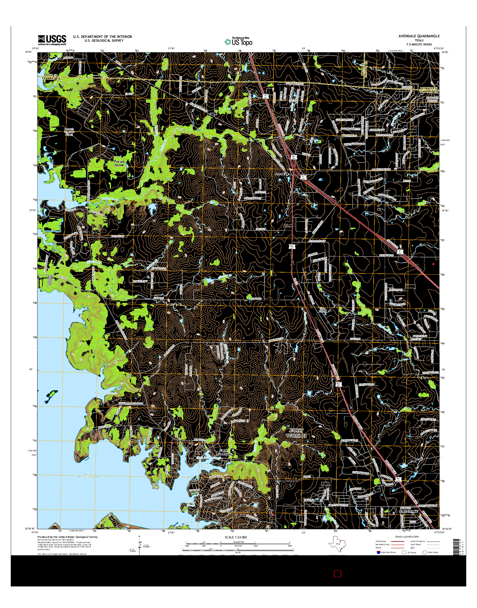 USGS US TOPO 7.5-MINUTE MAP FOR AVONDALE, TX 2016