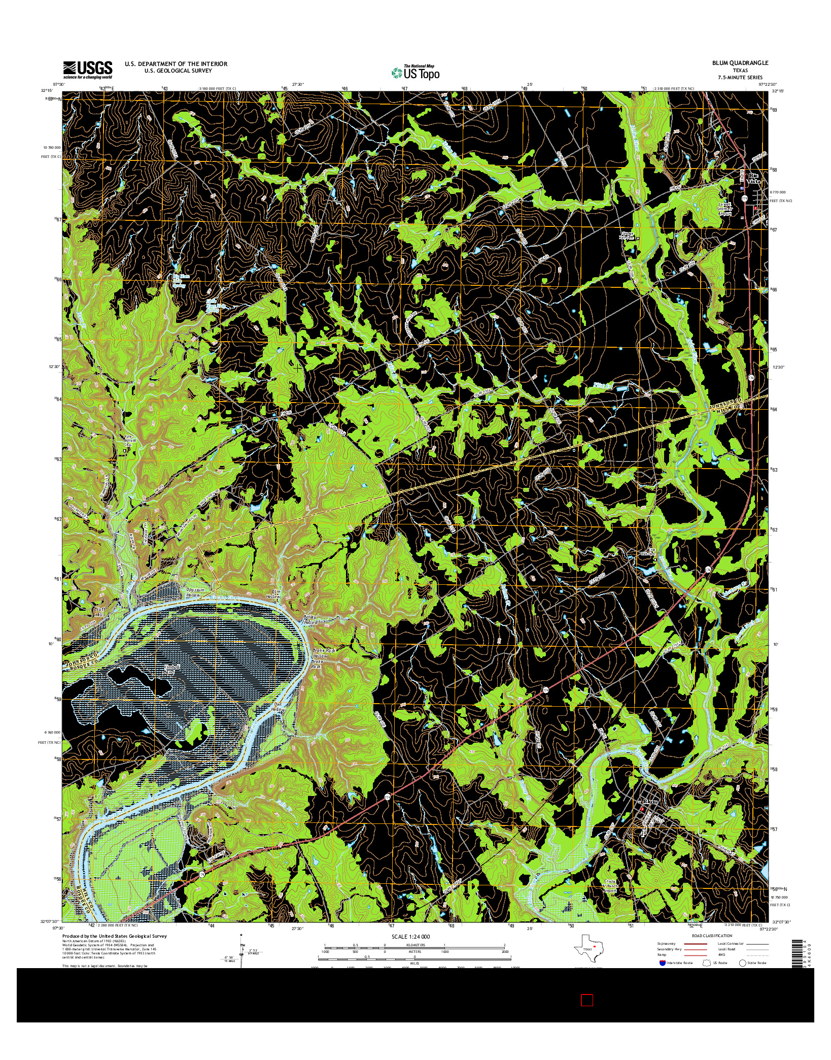 USGS US TOPO 7.5-MINUTE MAP FOR BLUM, TX 2016