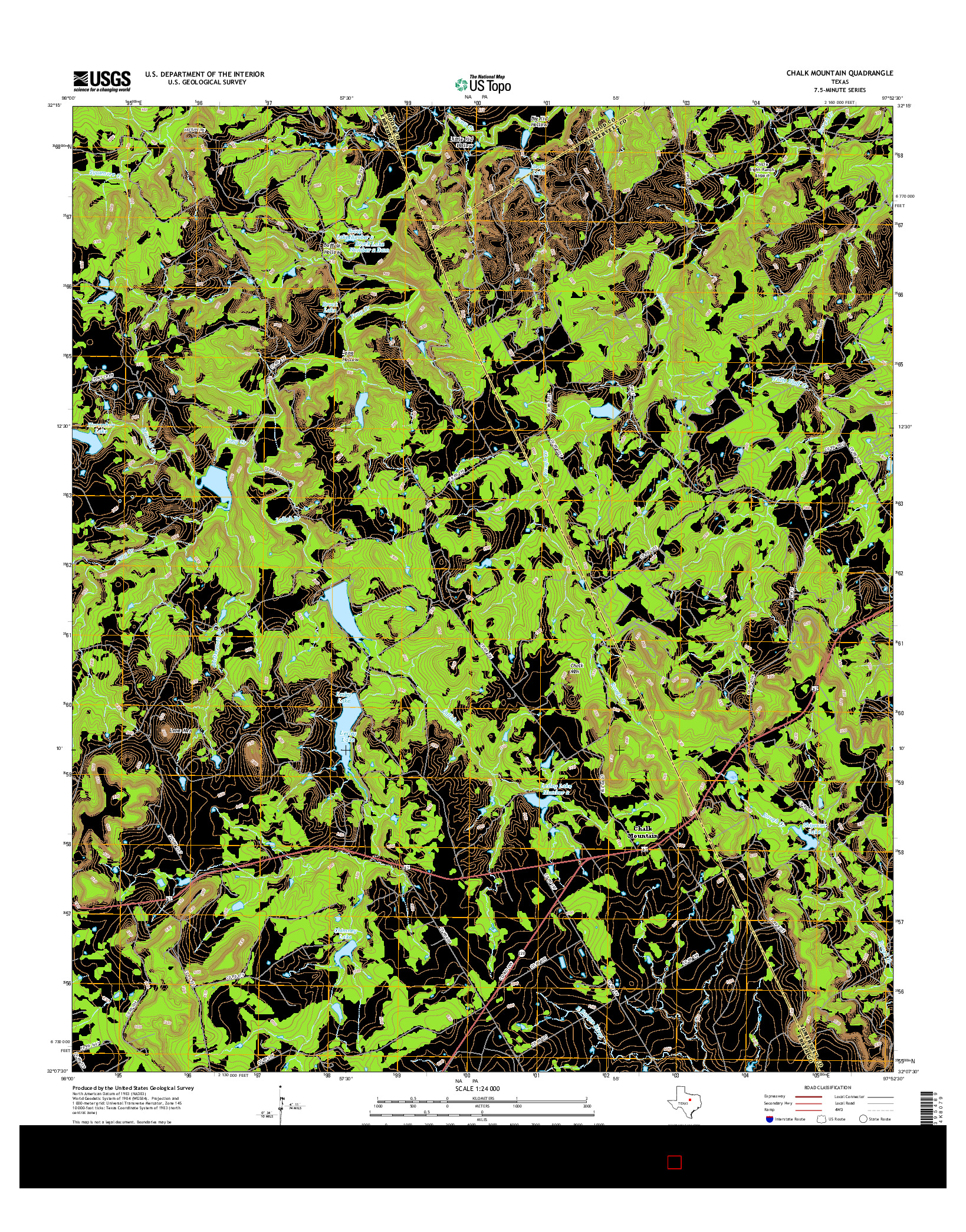 USGS US TOPO 7.5-MINUTE MAP FOR CHALK MOUNTAIN, TX 2016