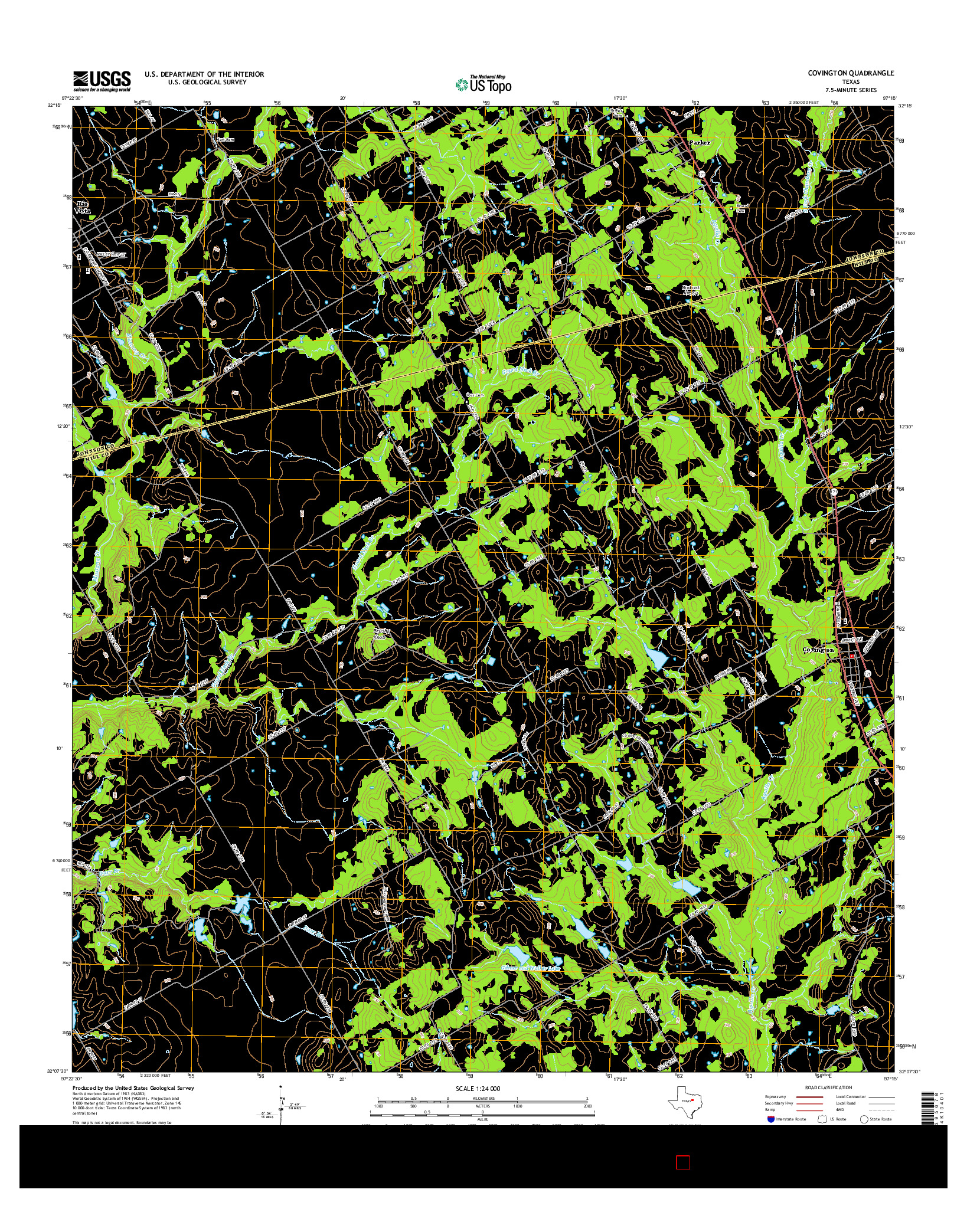 USGS US TOPO 7.5-MINUTE MAP FOR COVINGTON, TX 2016