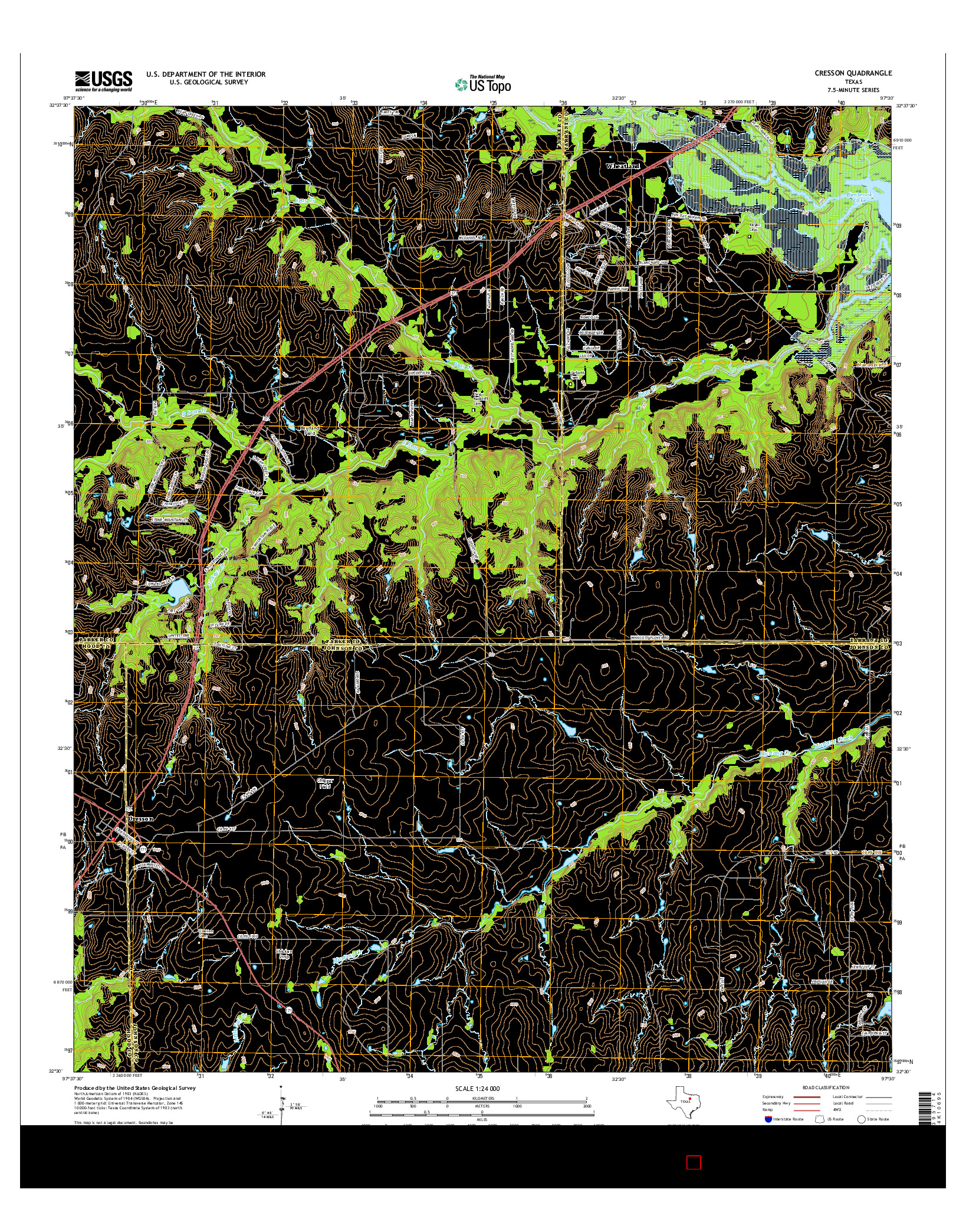 USGS US TOPO 7.5-MINUTE MAP FOR CRESSON, TX 2016