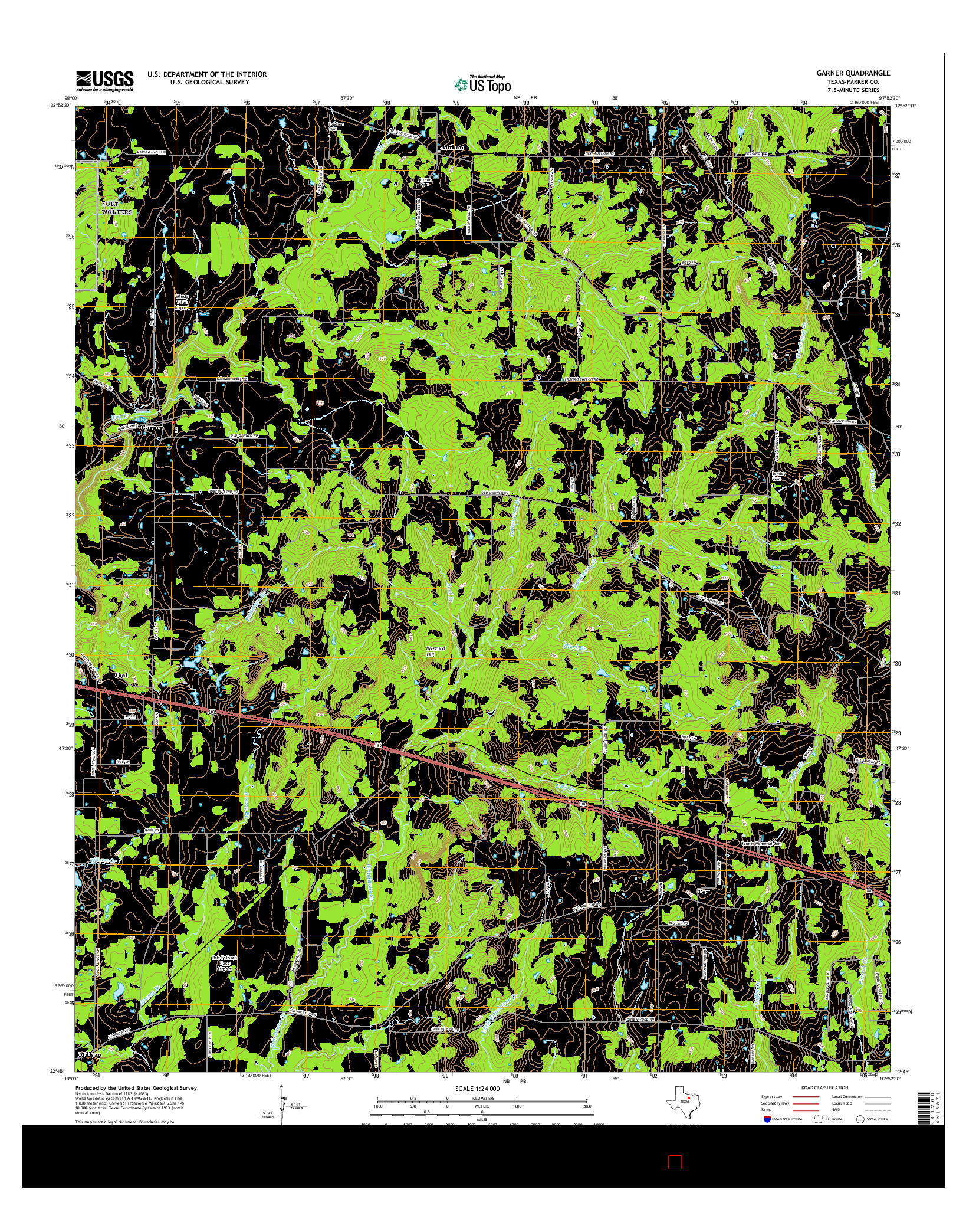 USGS US TOPO 7.5-MINUTE MAP FOR GARNER, TX 2016