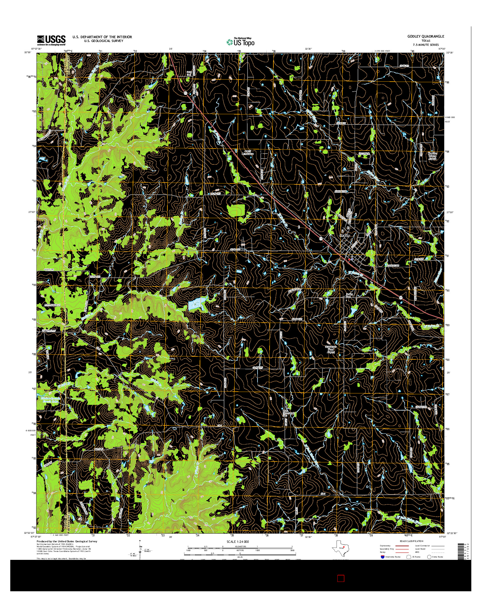 USGS US TOPO 7.5-MINUTE MAP FOR GODLEY, TX 2016