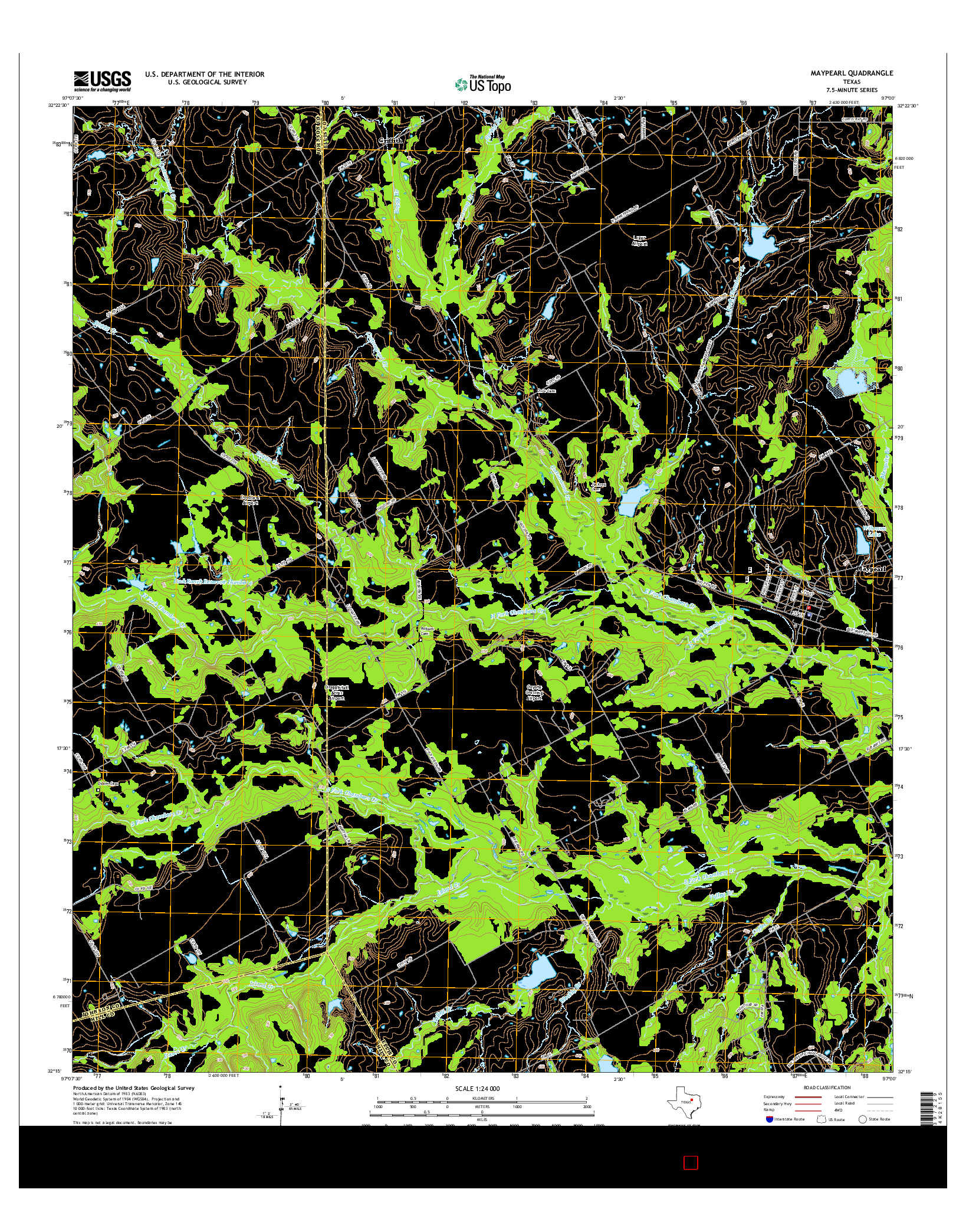 USGS US TOPO 7.5-MINUTE MAP FOR MAYPEARL, TX 2016