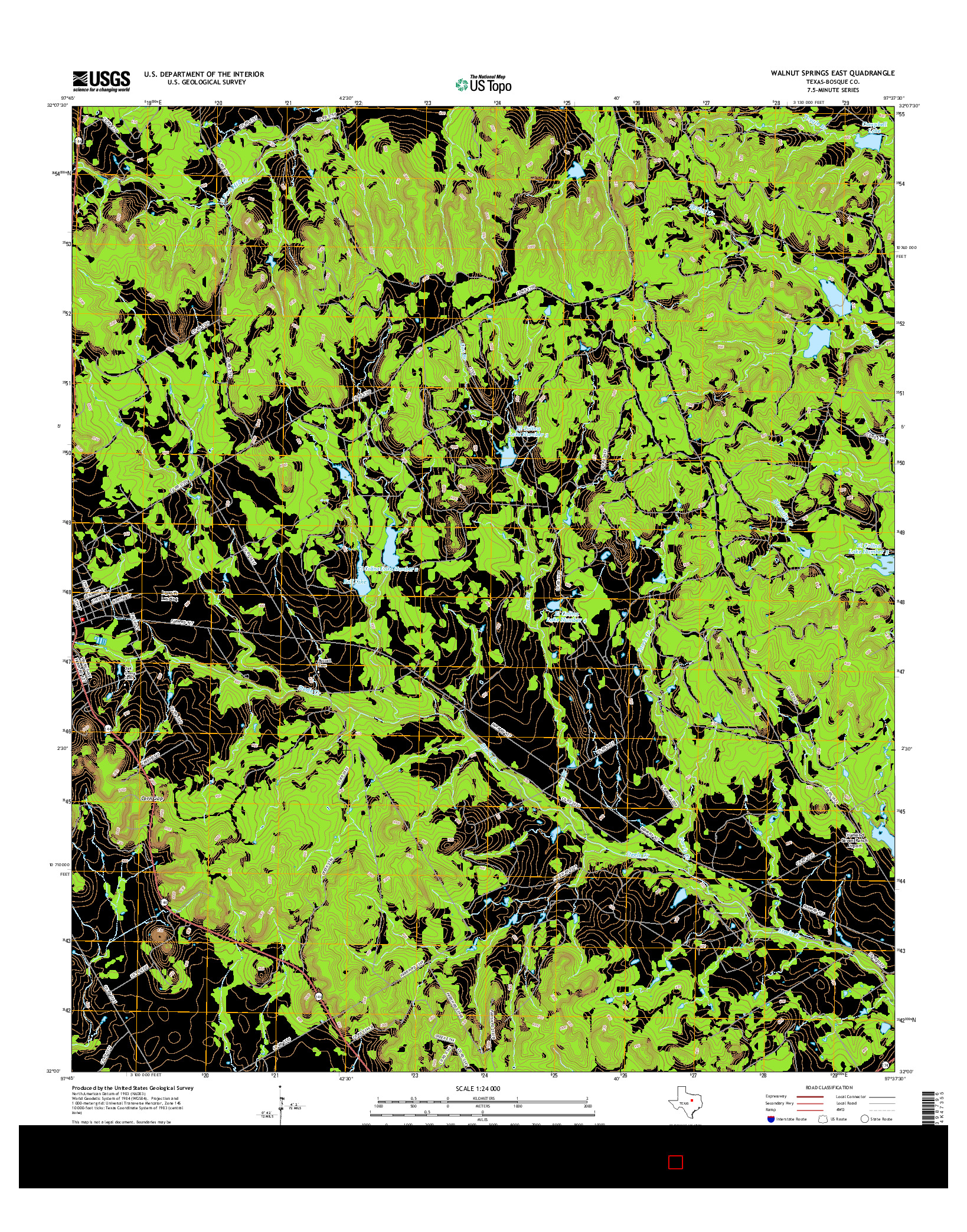 USGS US TOPO 7.5-MINUTE MAP FOR WALNUT SPRINGS EAST, TX 2016