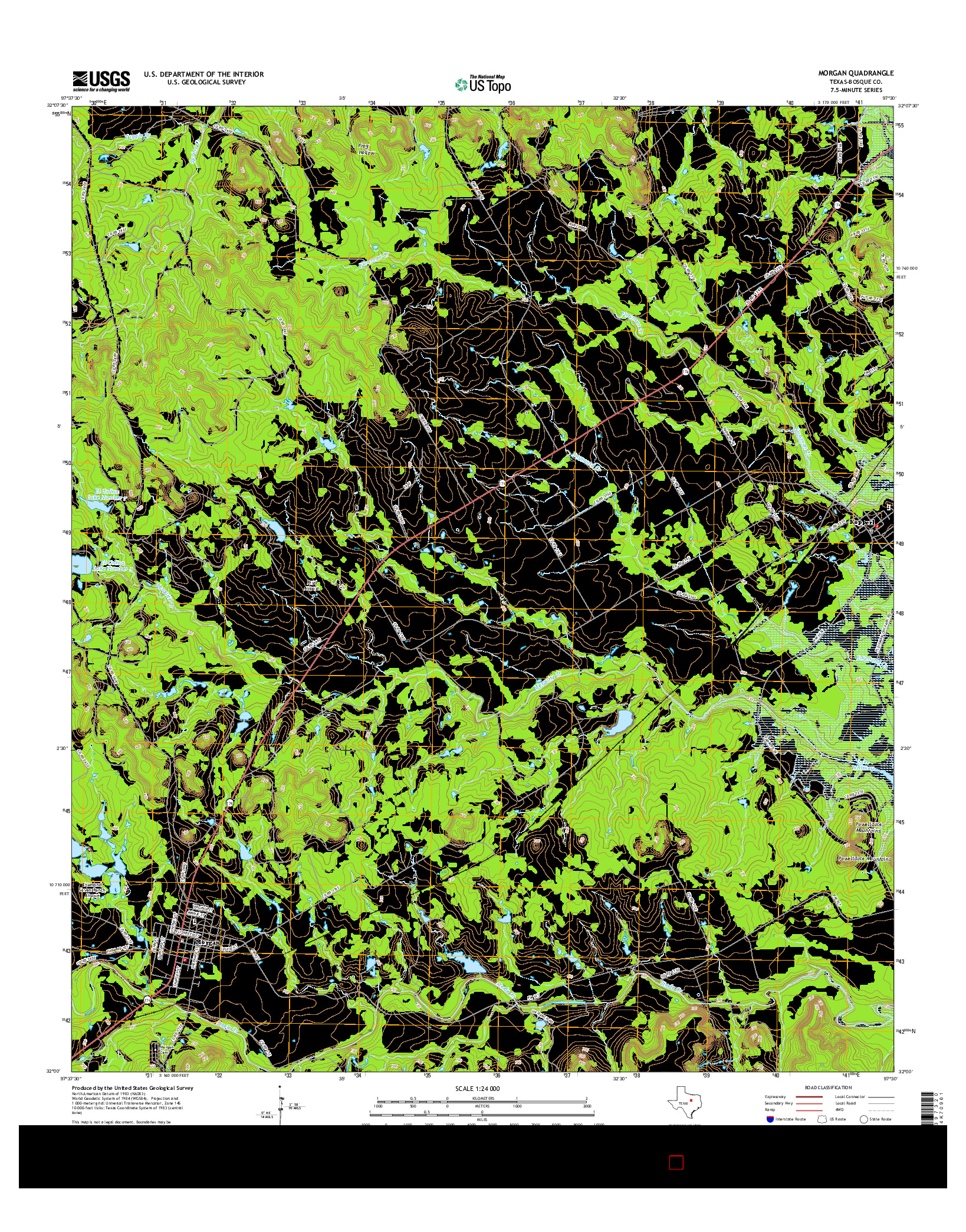 USGS US TOPO 7.5-MINUTE MAP FOR MORGAN, TX 2016