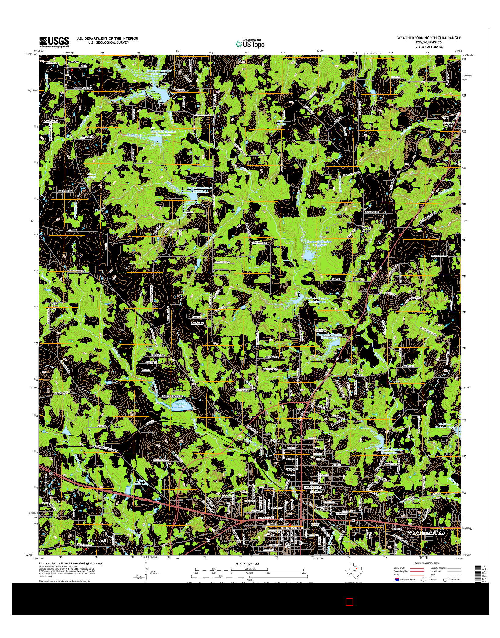 USGS US TOPO 7.5-MINUTE MAP FOR WEATHERFORD NORTH, TX 2016