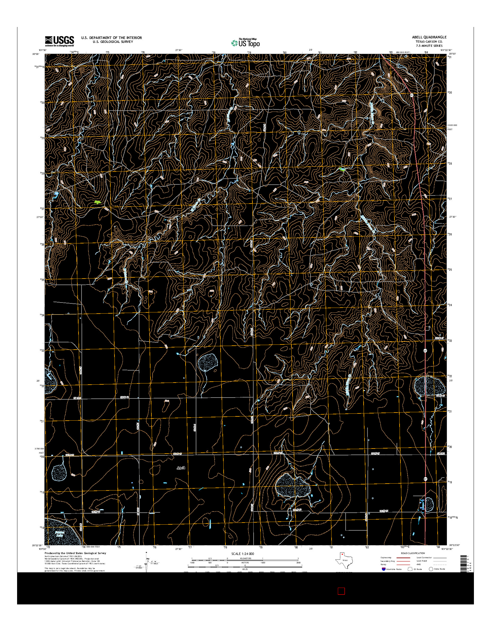 USGS US TOPO 7.5-MINUTE MAP FOR ABELL, TX 2016