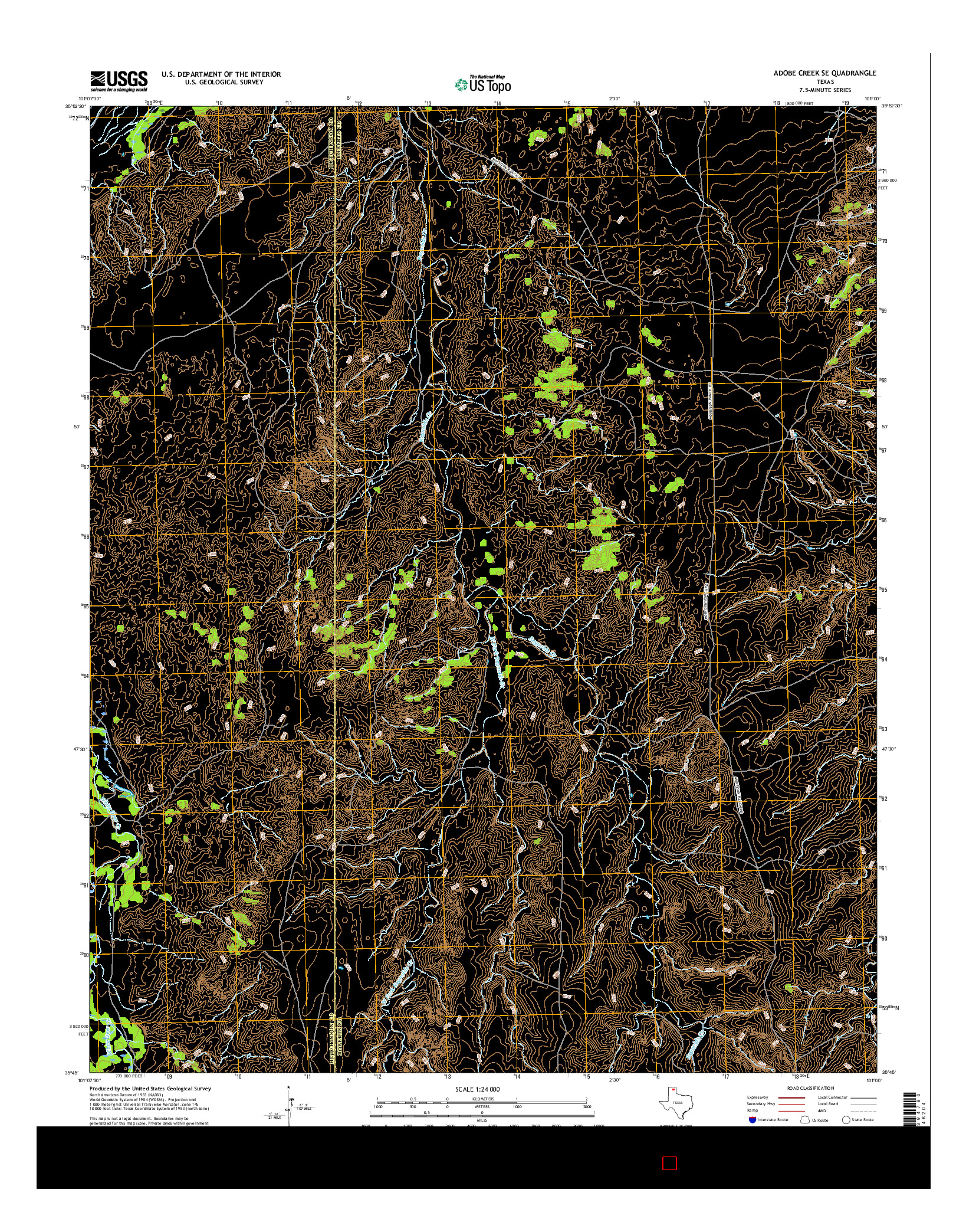 USGS US TOPO 7.5-MINUTE MAP FOR ADOBE CREEK SE, TX 2016