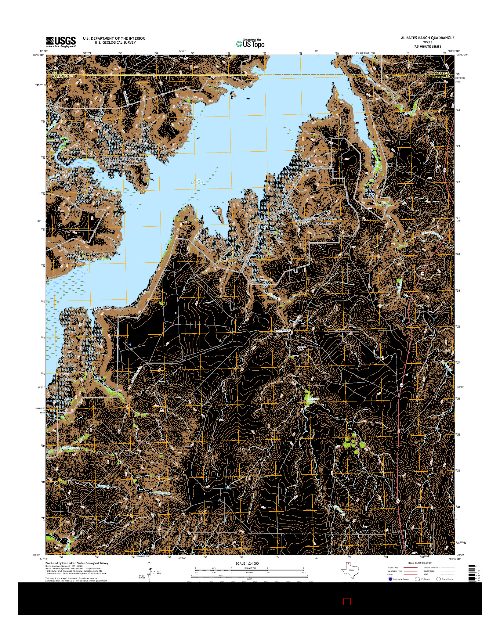 USGS US TOPO 7.5-MINUTE MAP FOR ALIBATES RANCH, TX 2016