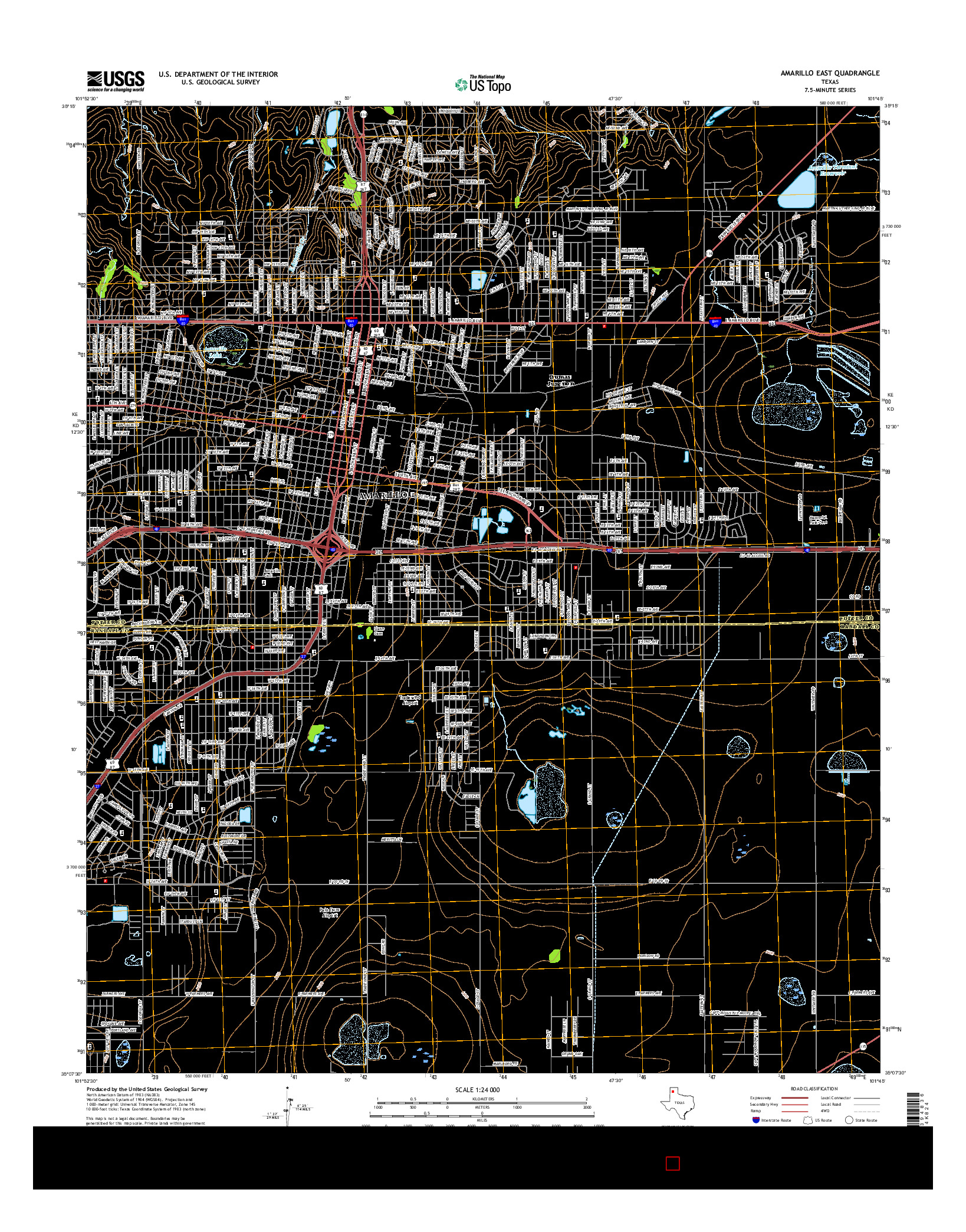 USGS US TOPO 7.5-MINUTE MAP FOR AMARILLO EAST, TX 2016