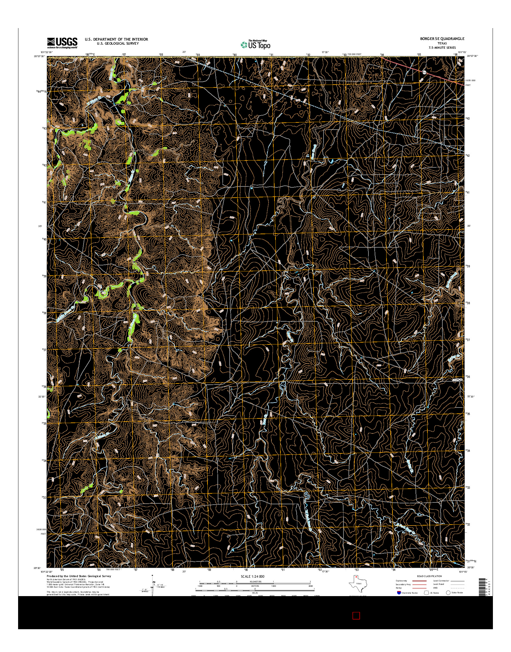 USGS US TOPO 7.5-MINUTE MAP FOR BORGER SE, TX 2016