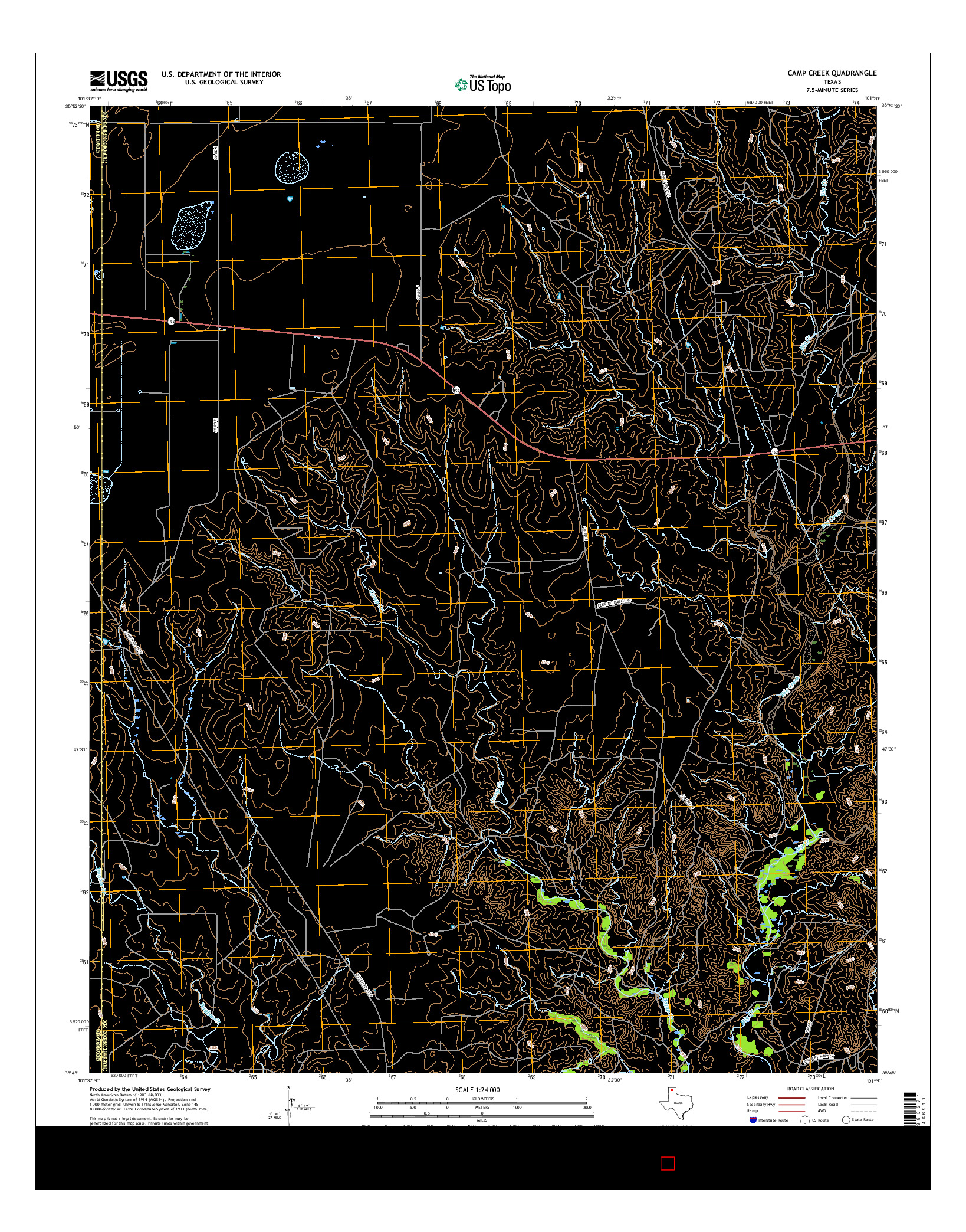 USGS US TOPO 7.5-MINUTE MAP FOR CAMP CREEK, TX 2016