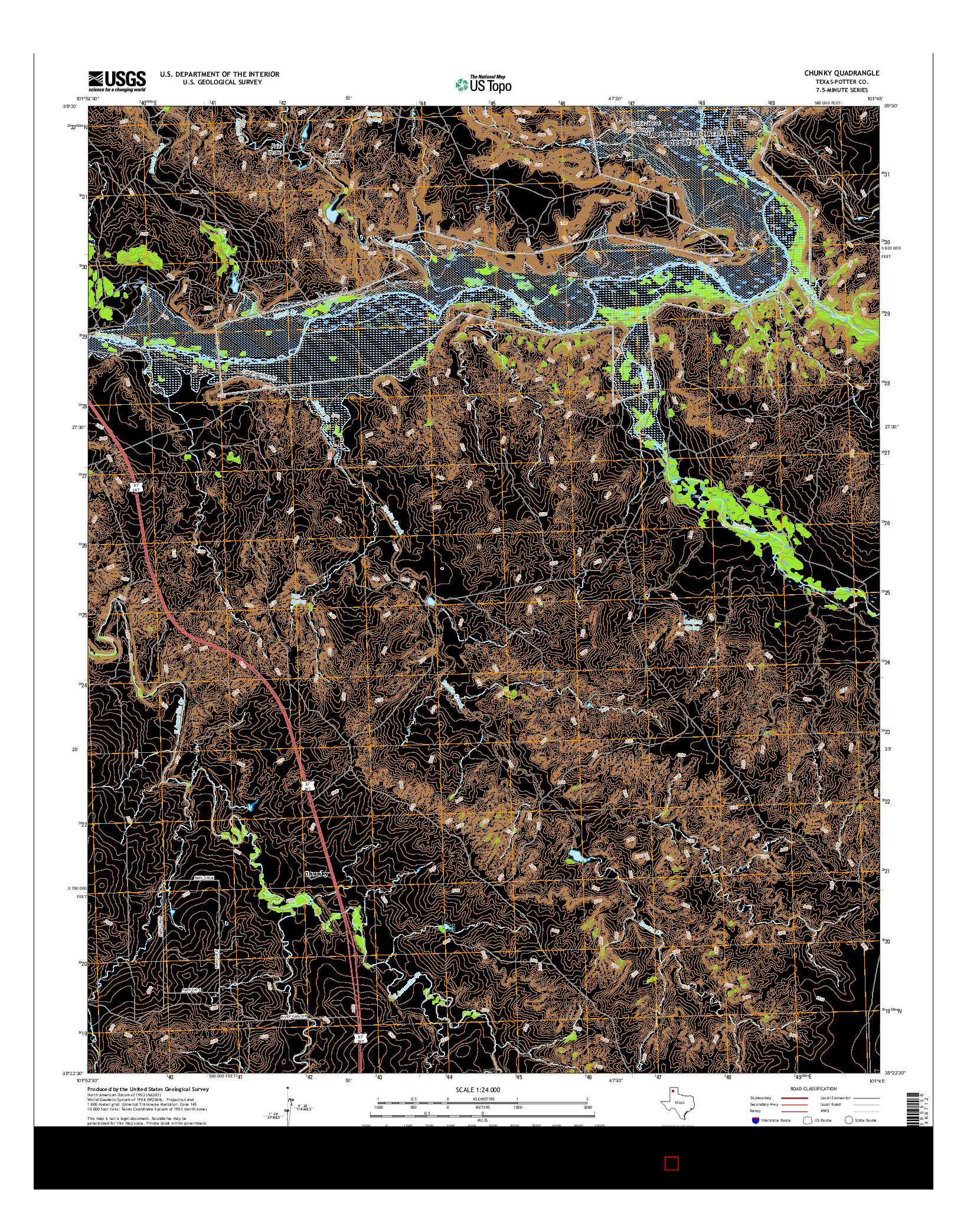 USGS US TOPO 7.5-MINUTE MAP FOR CHUNKY, TX 2016