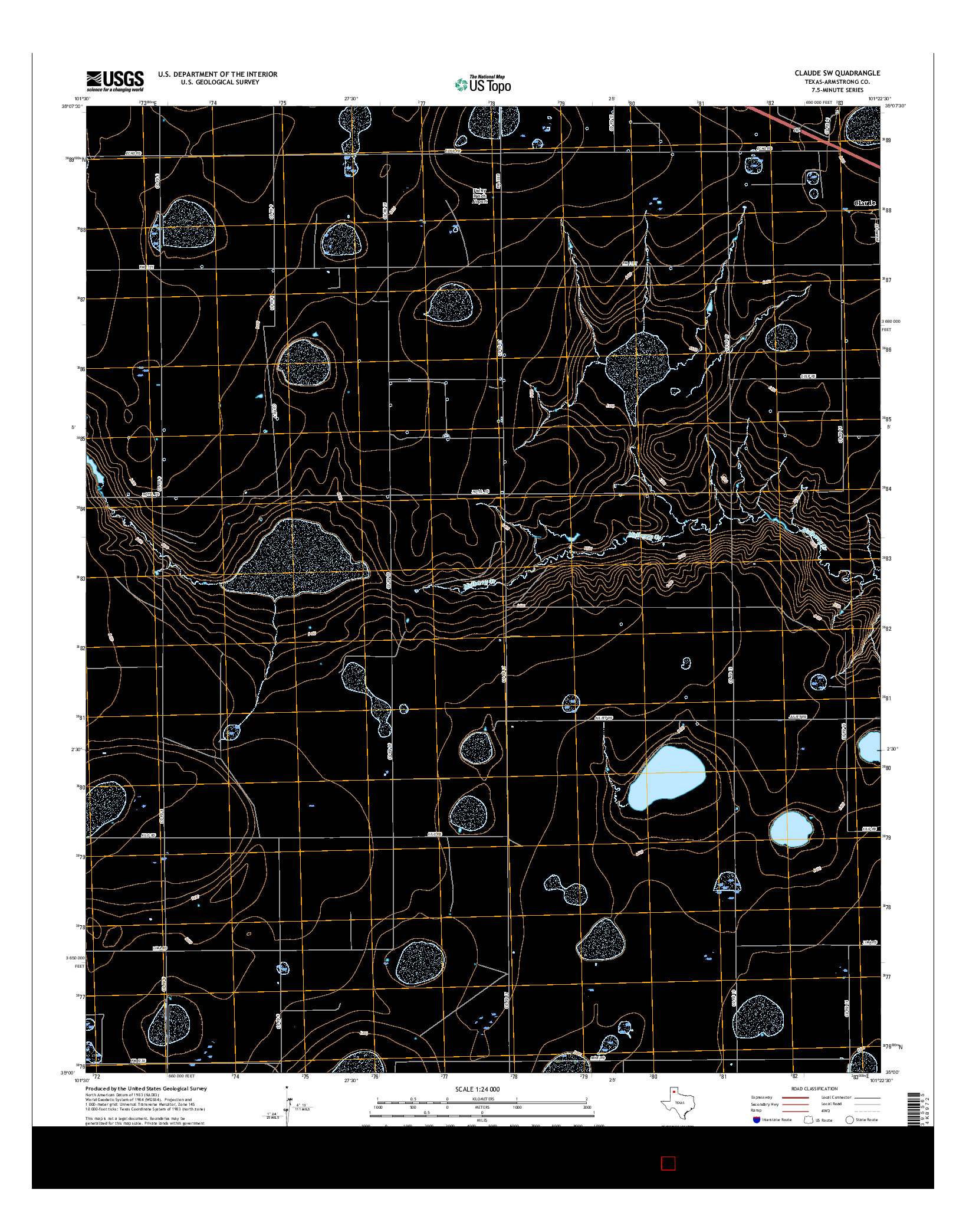 USGS US TOPO 7.5-MINUTE MAP FOR CLAUDE SW, TX 2016