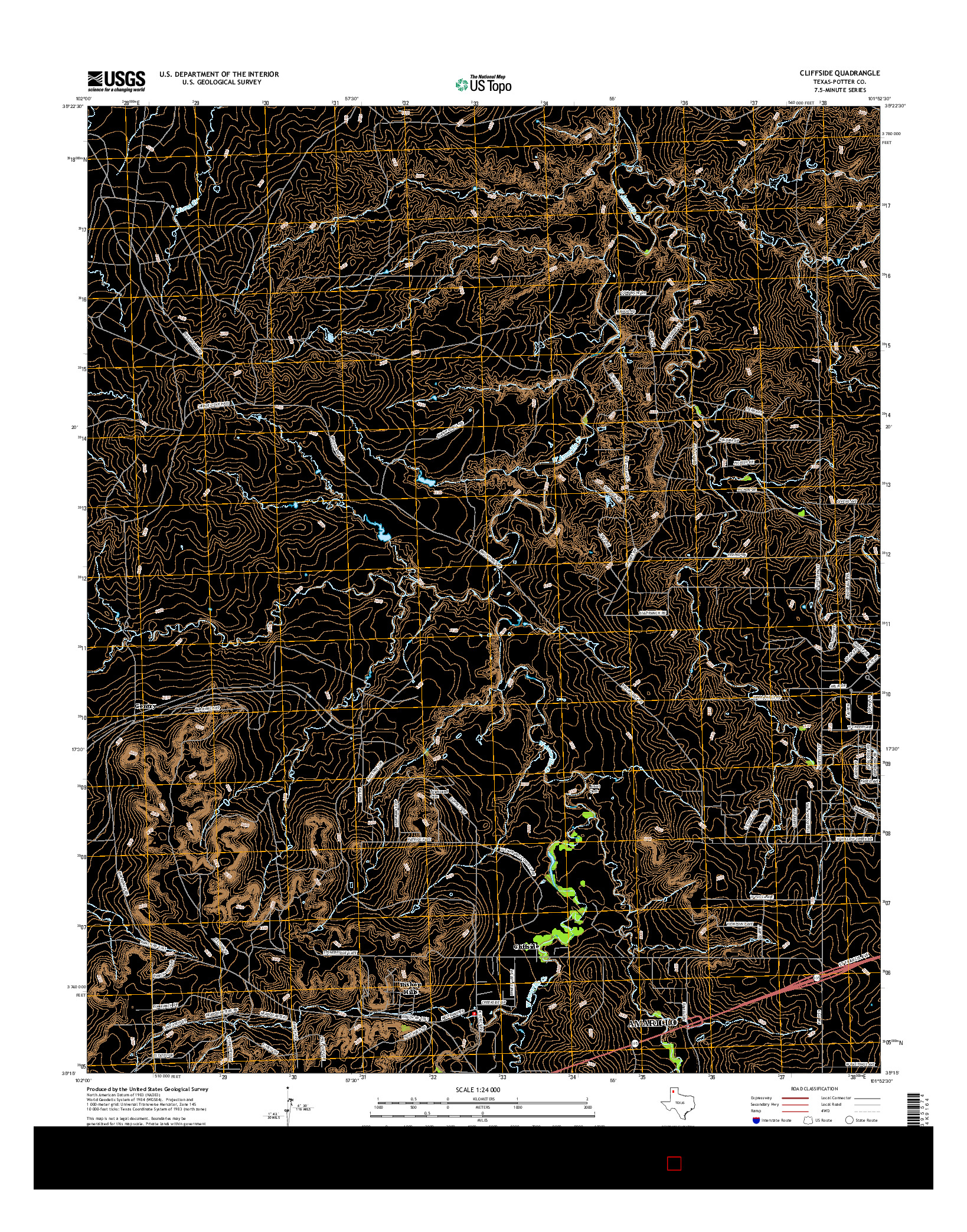 USGS US TOPO 7.5-MINUTE MAP FOR CLIFFSIDE, TX 2016