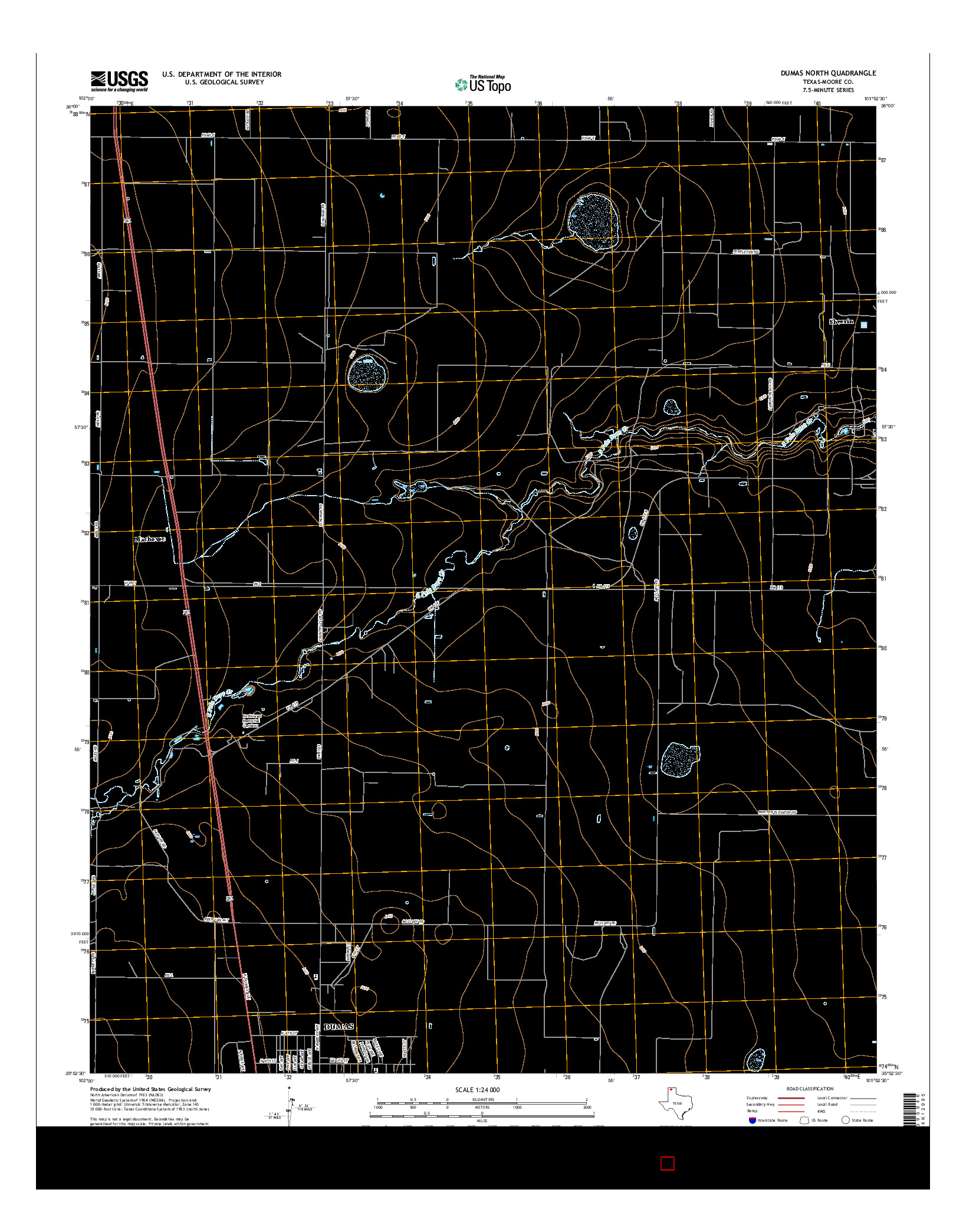 USGS US TOPO 7.5-MINUTE MAP FOR DUMAS NORTH, TX 2016