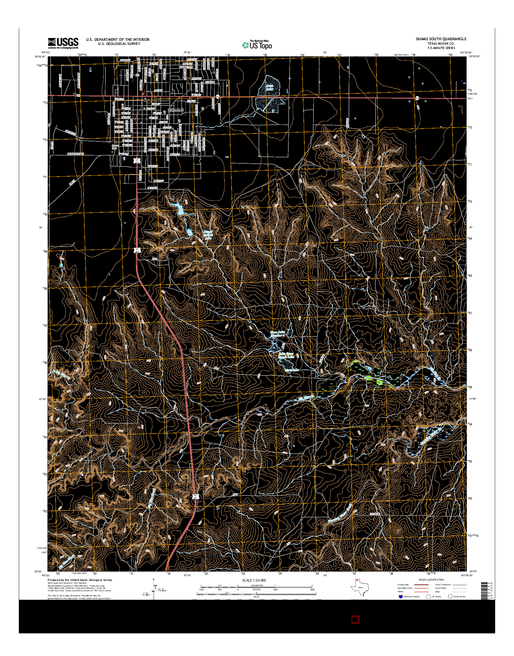 USGS US TOPO 7.5-MINUTE MAP FOR DUMAS SOUTH, TX 2016