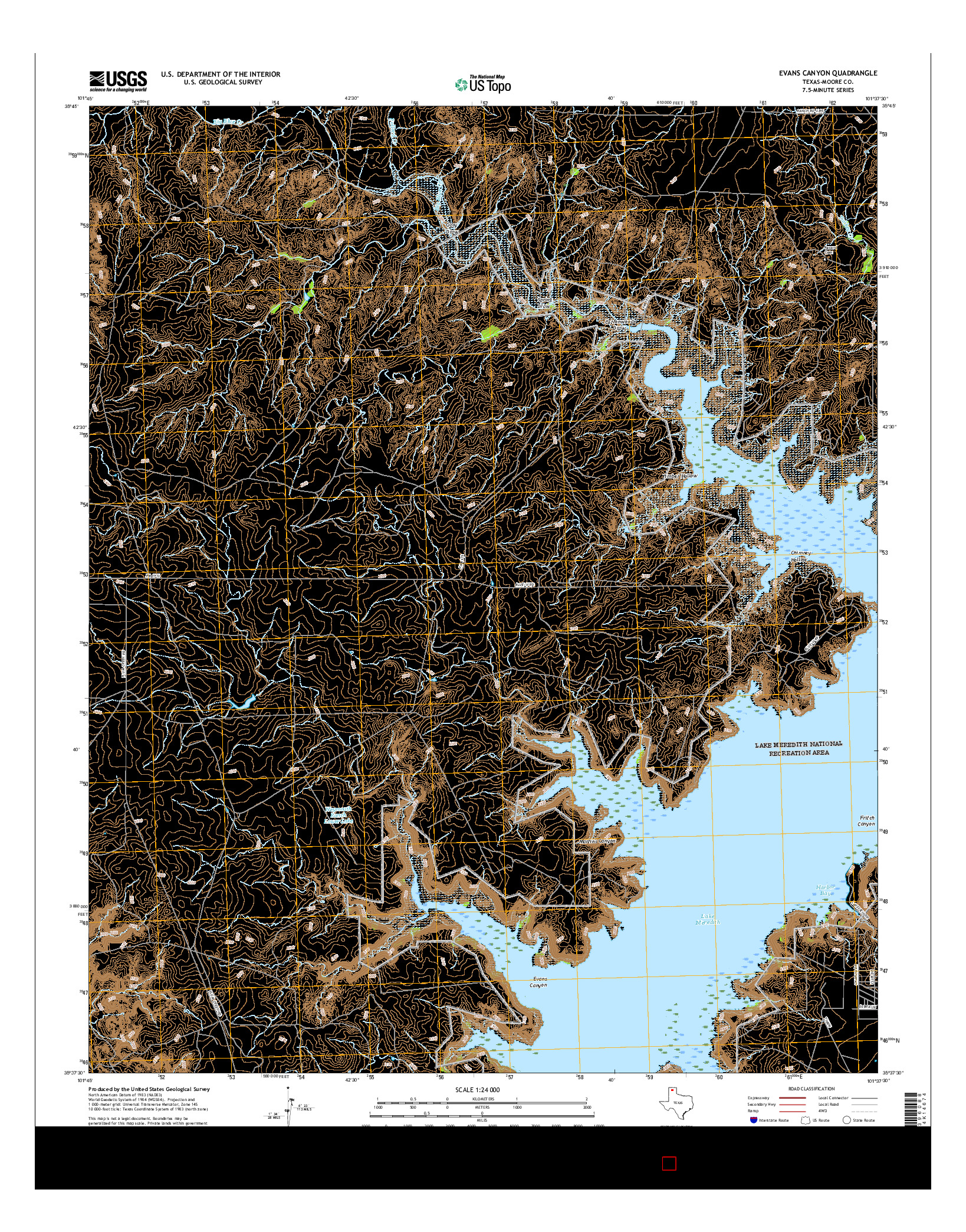 USGS US TOPO 7.5-MINUTE MAP FOR EVANS CANYON, TX 2016